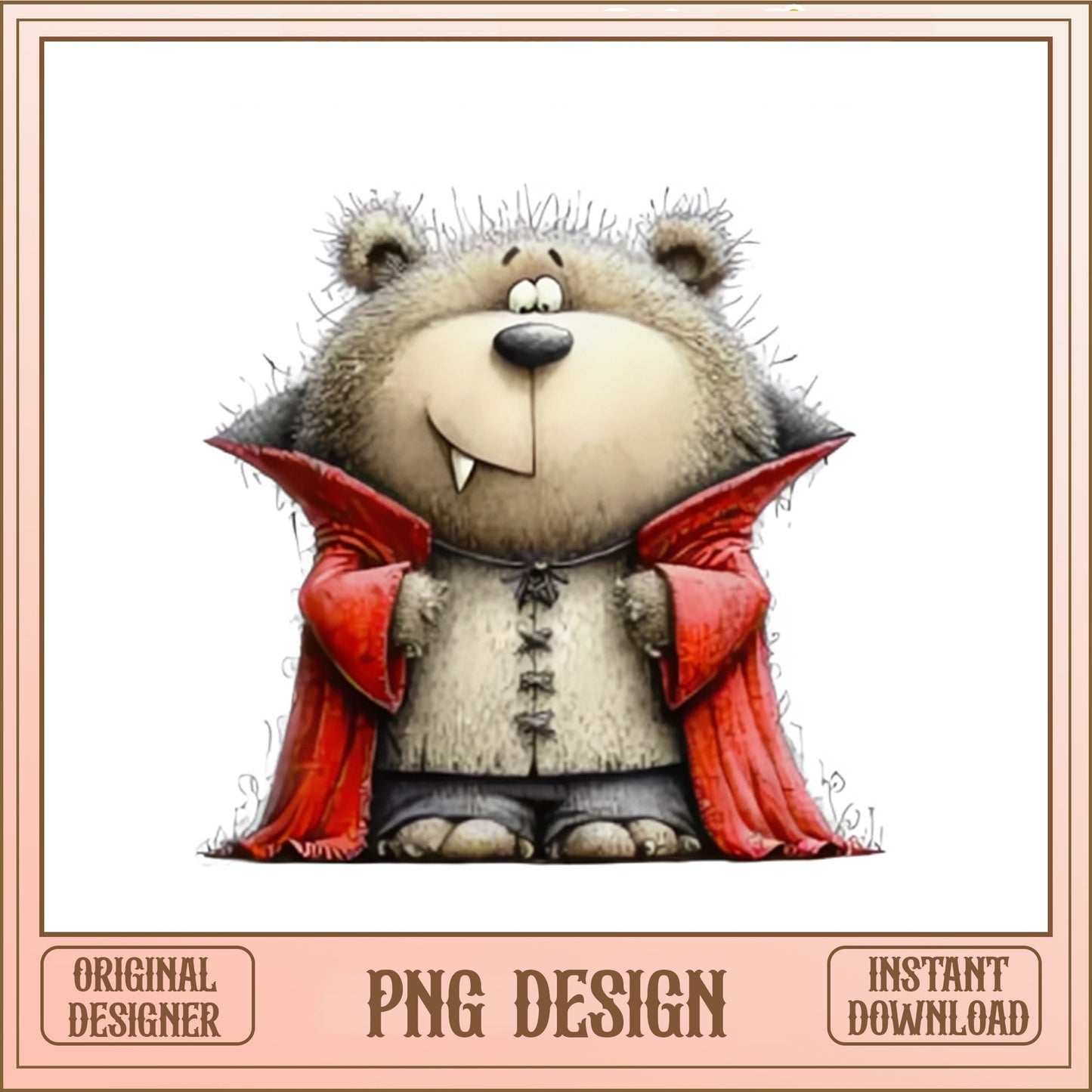 Vampire Bear PNG, Cute Halloween Bear Clipart, Halloween PNG