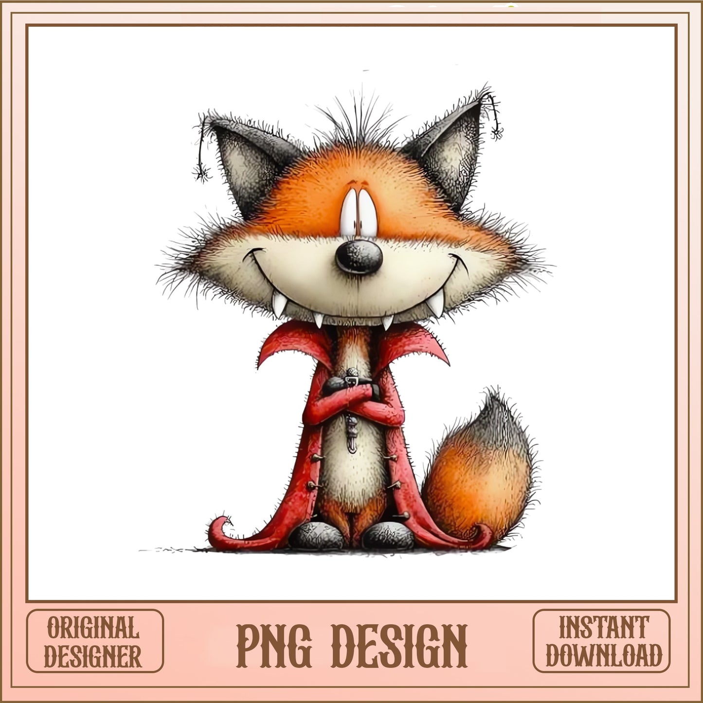 Vampire Fox Halloween PNG, Cute Fox Clipart, Halloween PNG