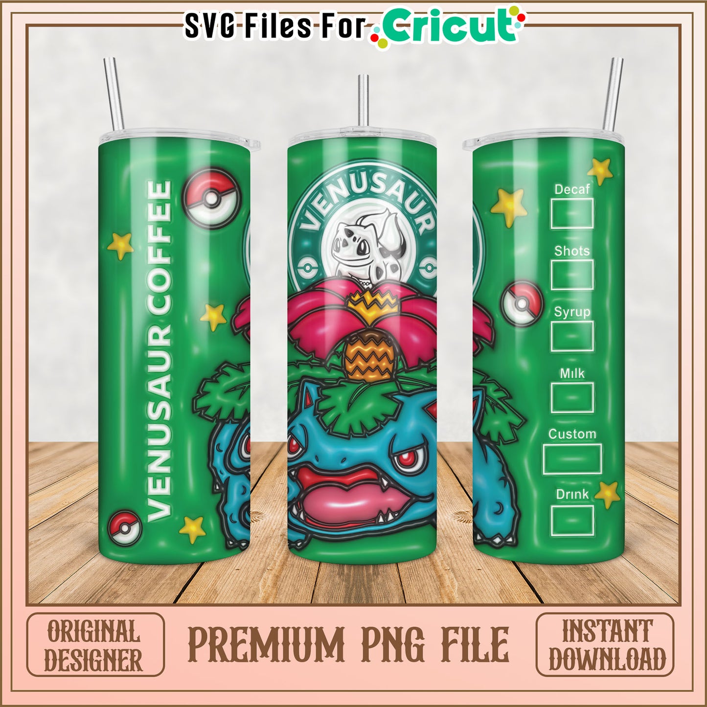 Venusaur Coffee Tumbler PNG