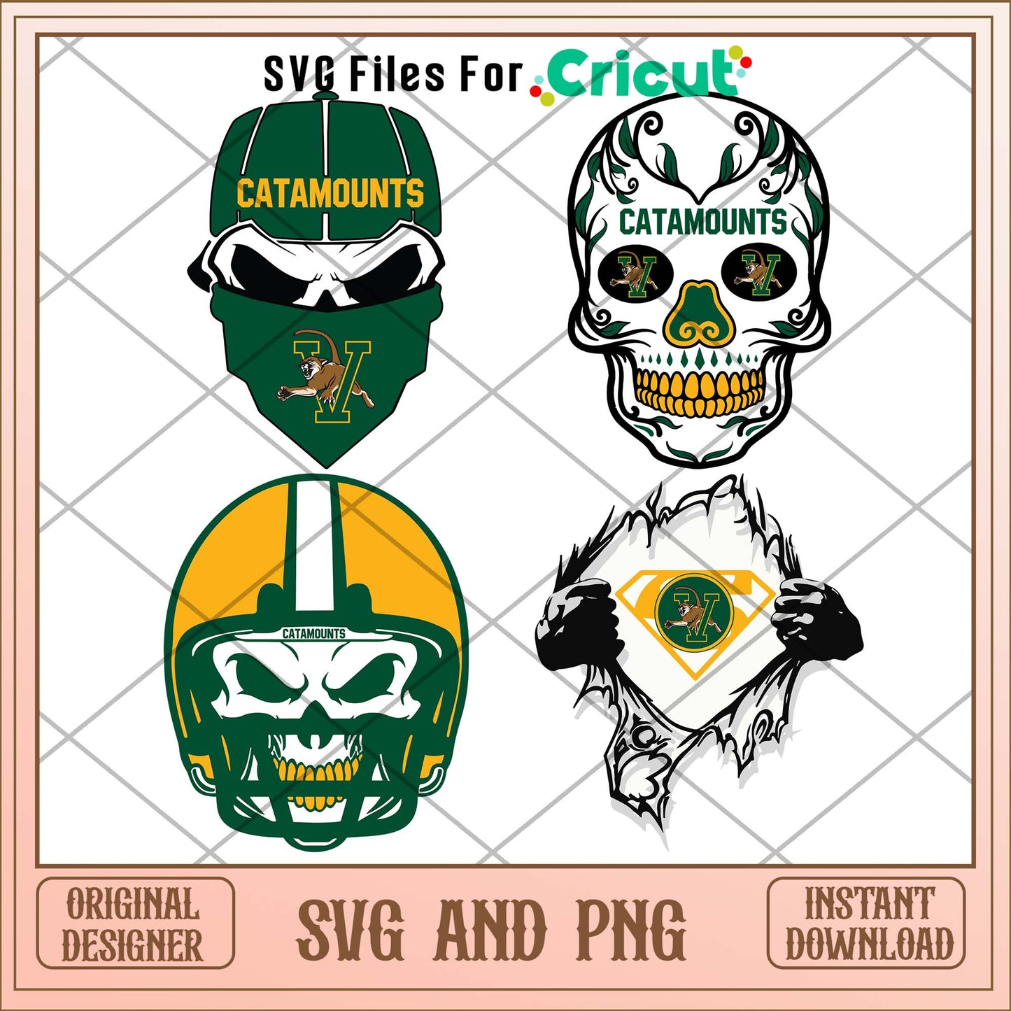 Vermont Catamounts skull svg, Vermont UVM svg bundle, NCAA svg