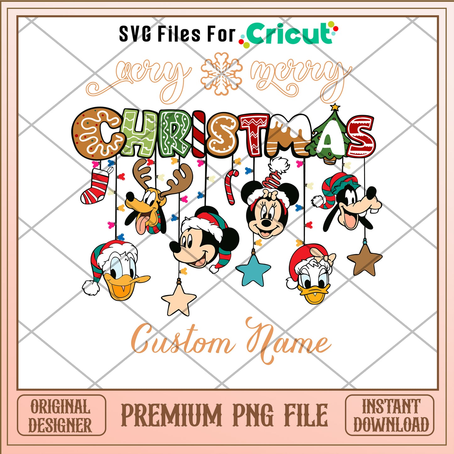 Very merry christmas custom name png, mickey and friends png