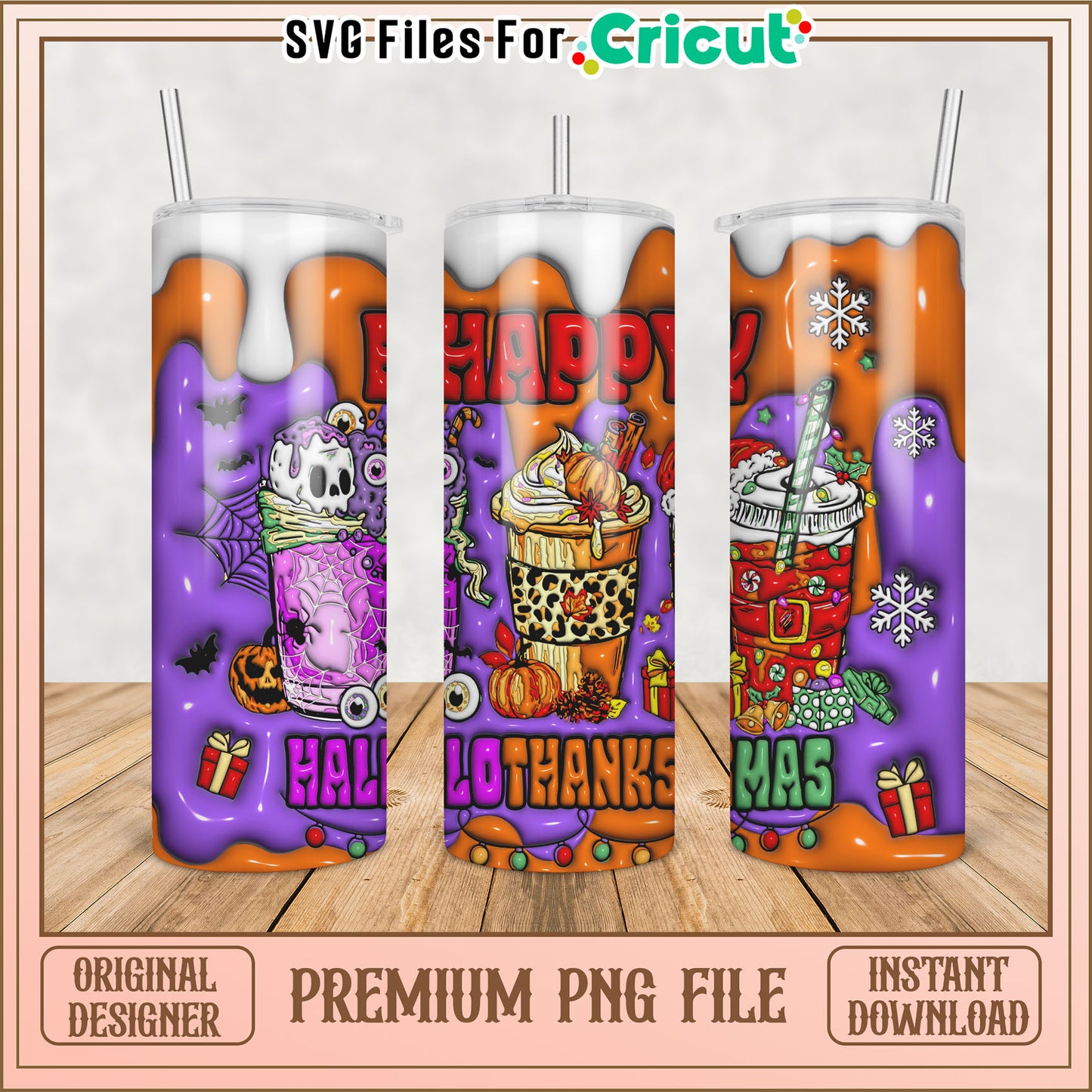 Vibrant Seasonal Tumbler PNG Design for Cricut Projects Download
