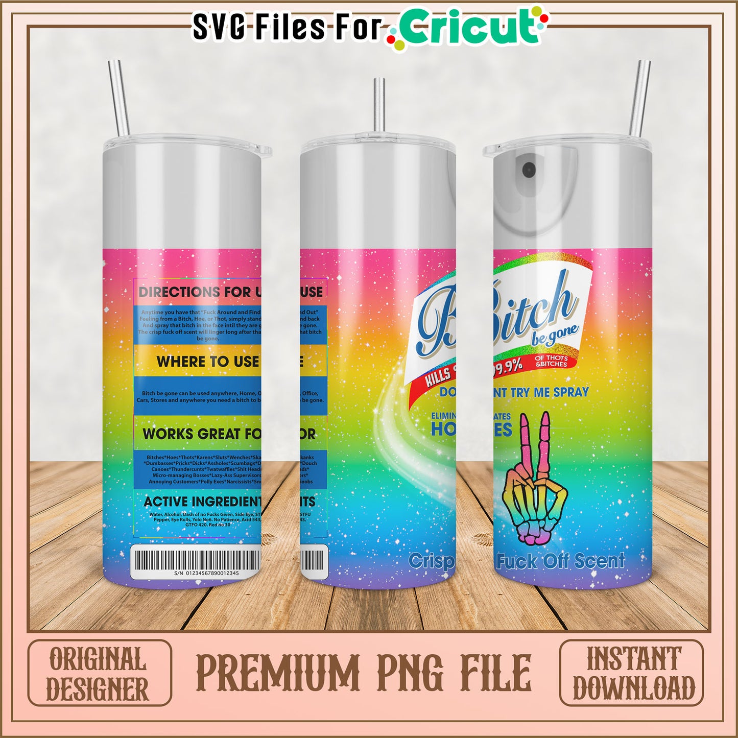 Vibrant Tumbler PNG for Cricut Instant Downloadable Design File
