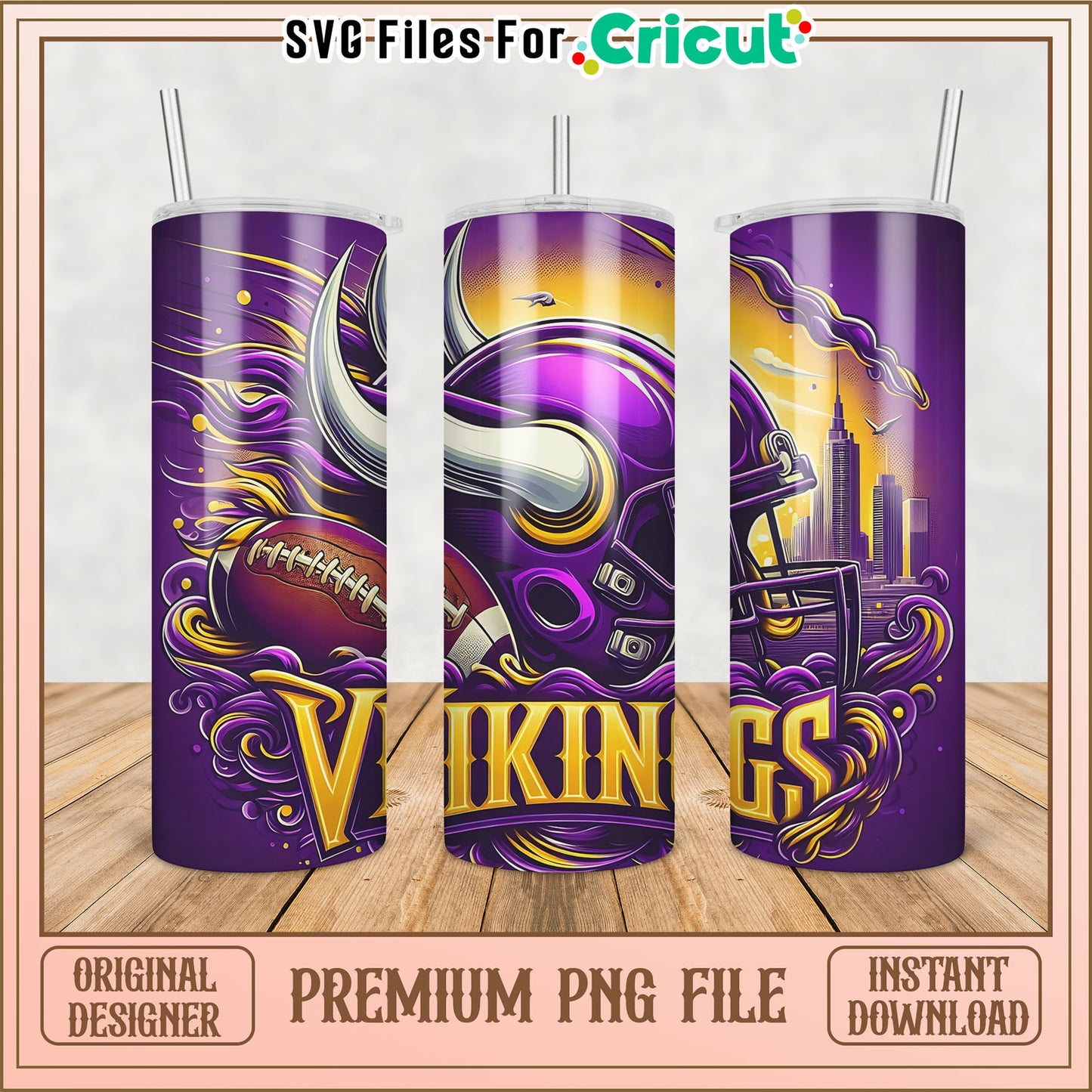 Vikings Tumbler PNG Design - Instant Download