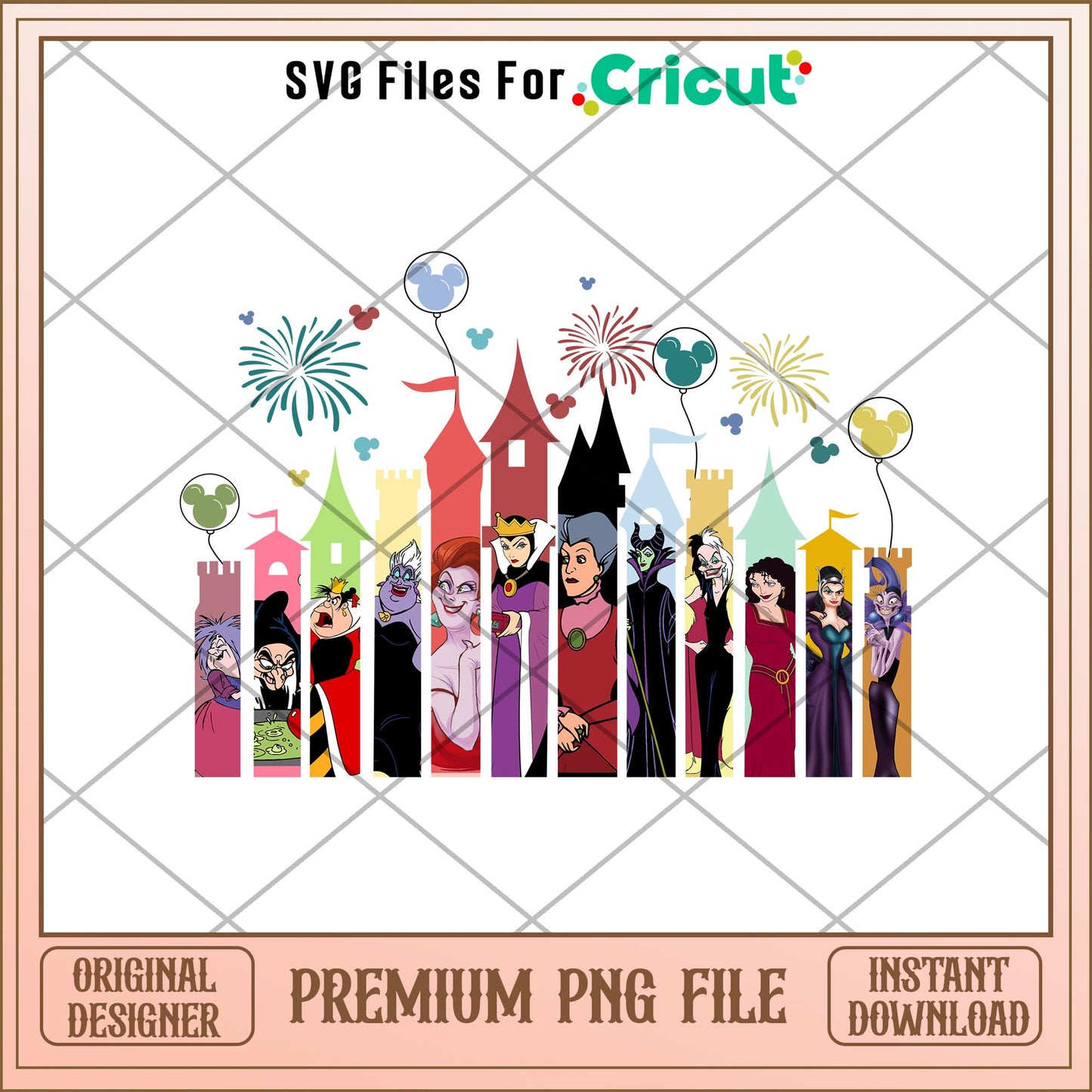 Villains Happy Halloween Png, Disney characters png, Digital Download