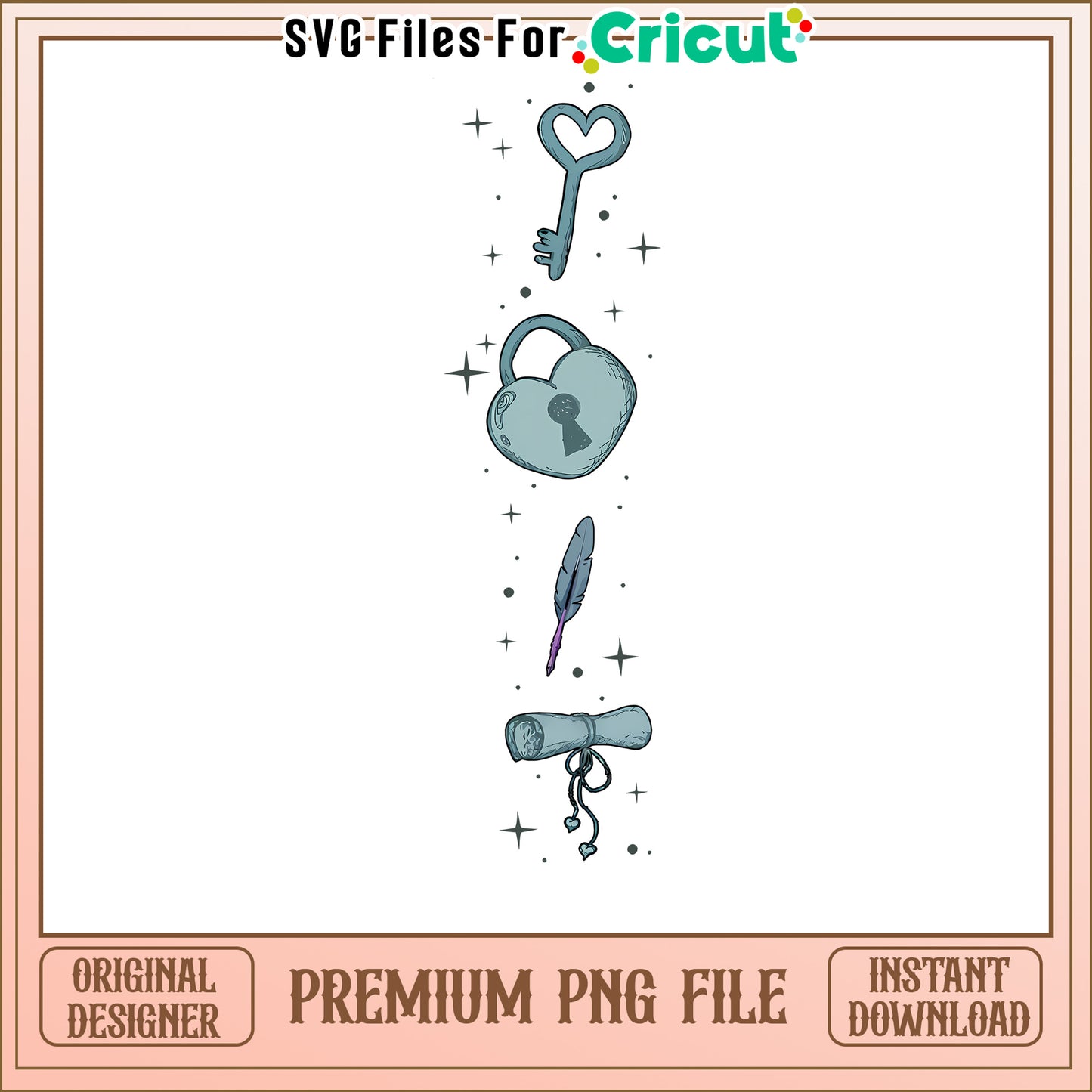 Vintage Key and Lock PNG Design, Perfect for Crafting Projects