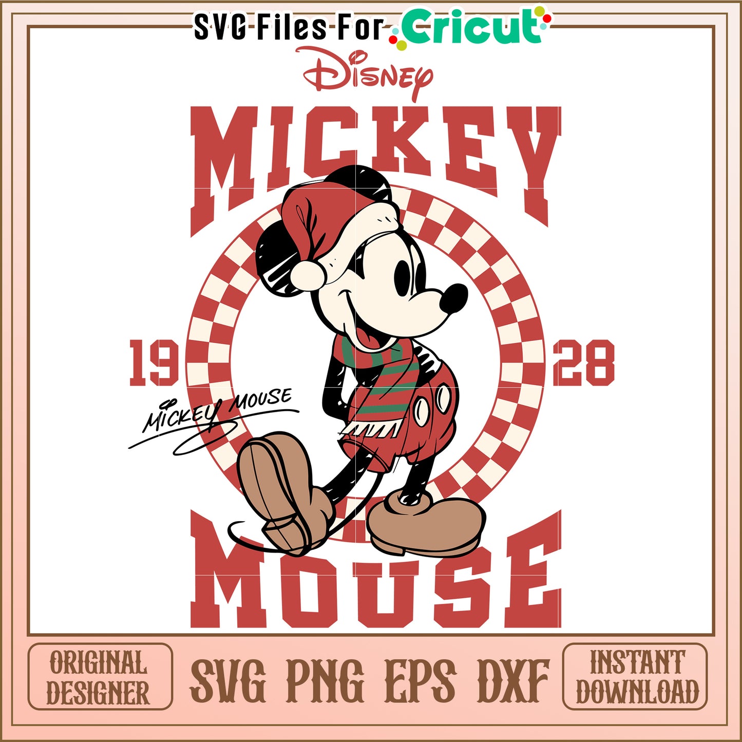 Vintage Mickey Mouse Christmas SVG