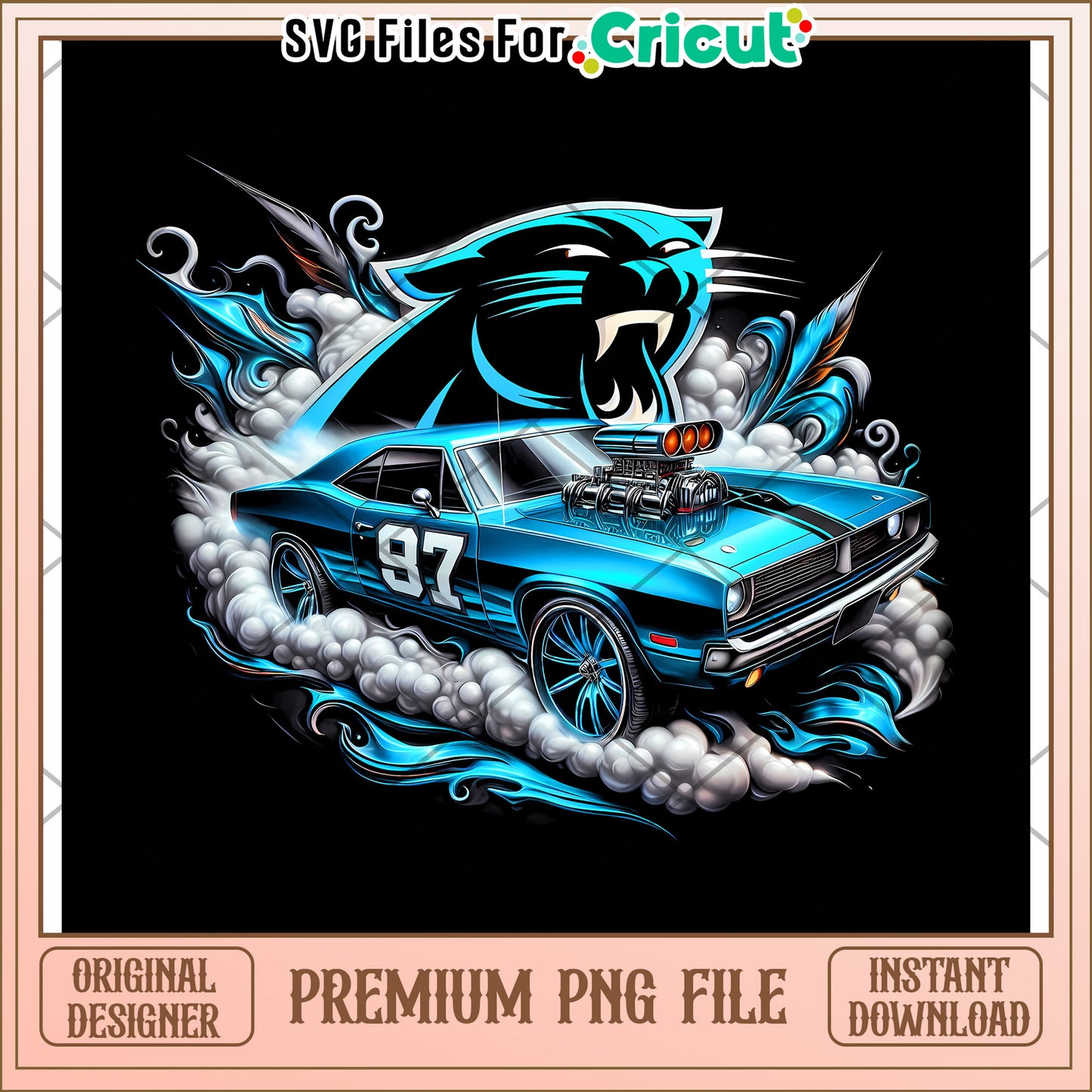 Vintage Muscle Car Design, Premium PNG for Crafting Projects