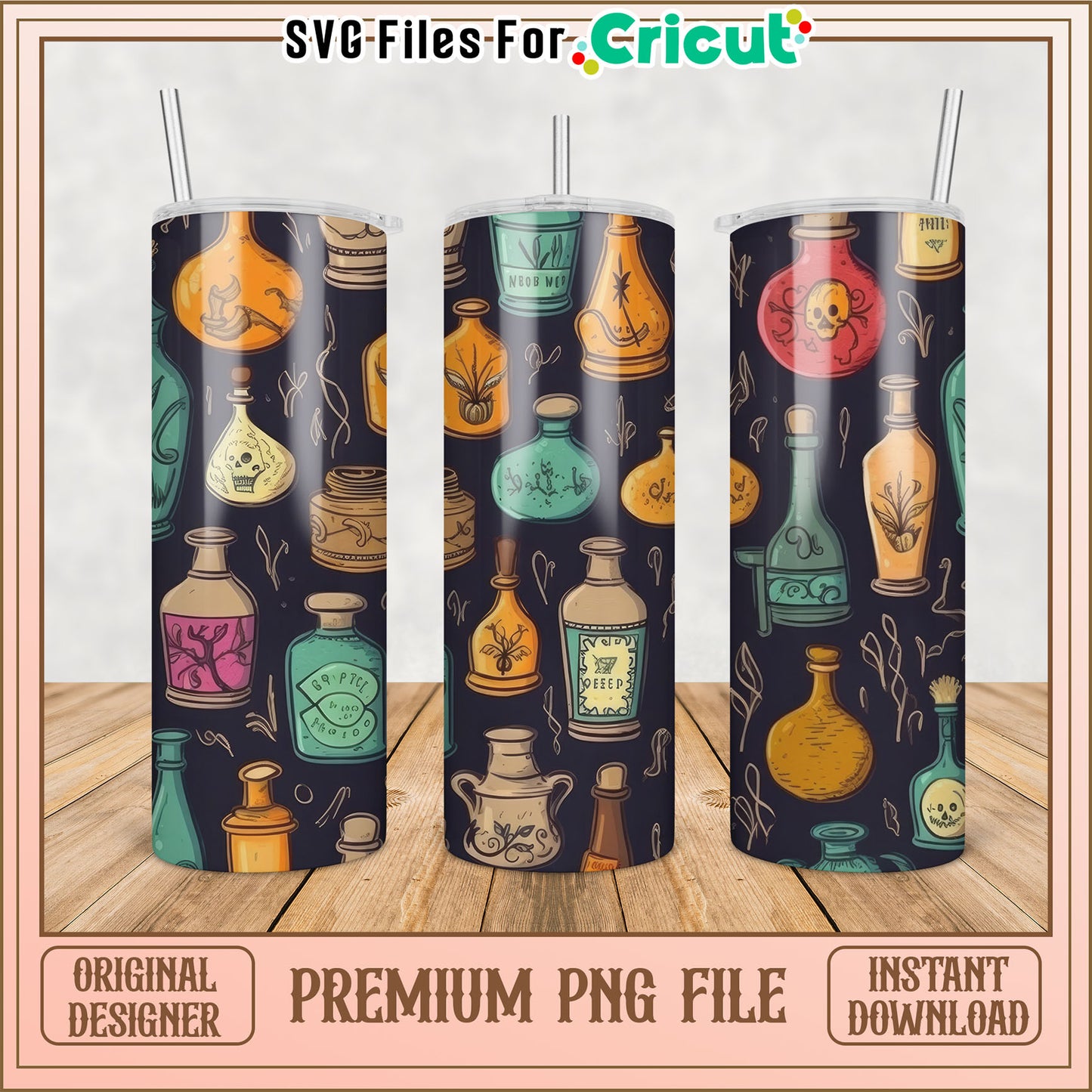 Vintage Potion Tumbler PNG Design for Crafts and DIY Projects