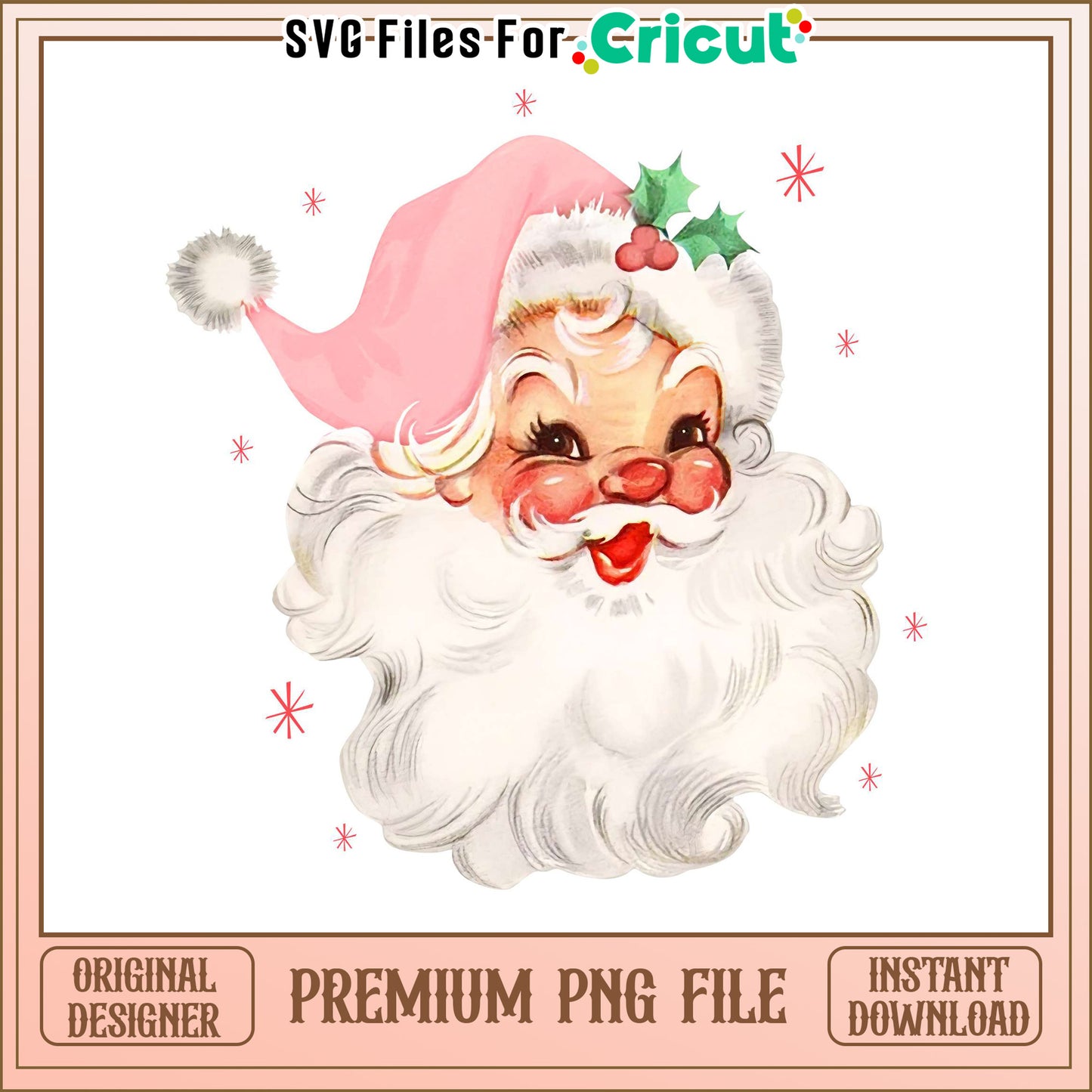 Vintage Santa Claus PNG file for Cricut projects, instant download available