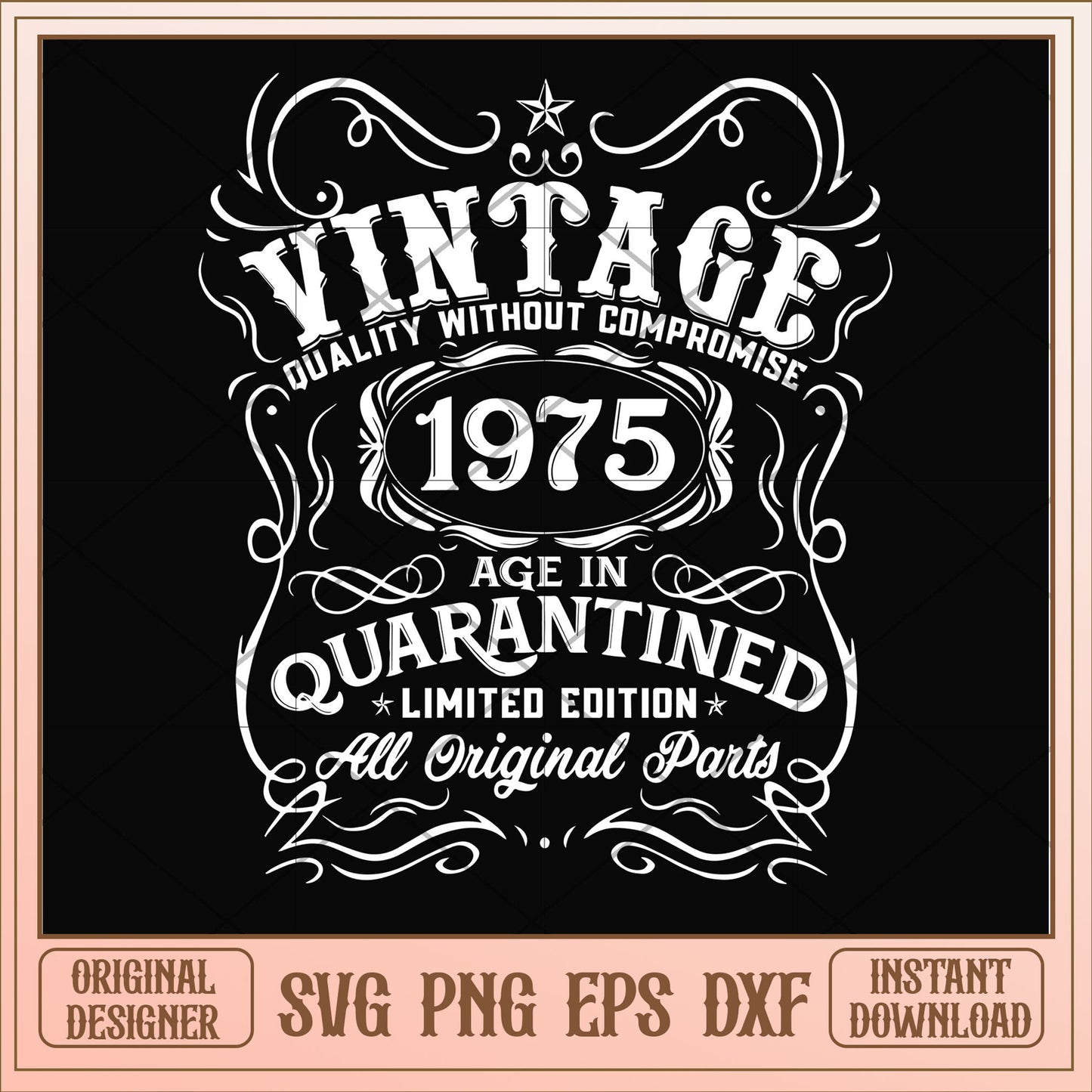 Vintage 1975 age in quarantined svg, vintage svg, birthday svg