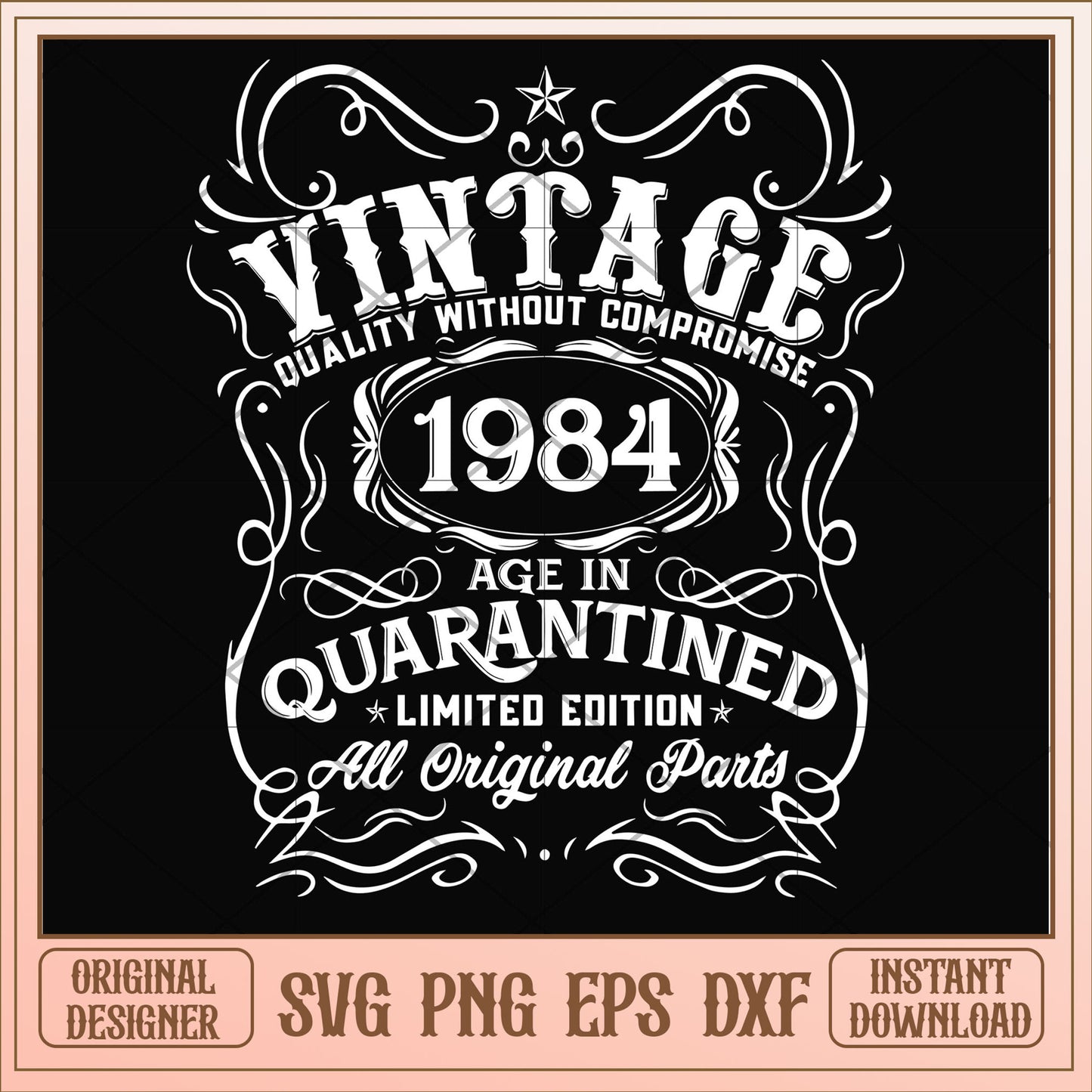 Vintage 1984 age in quarantined svg, vintage svg, birthday svg