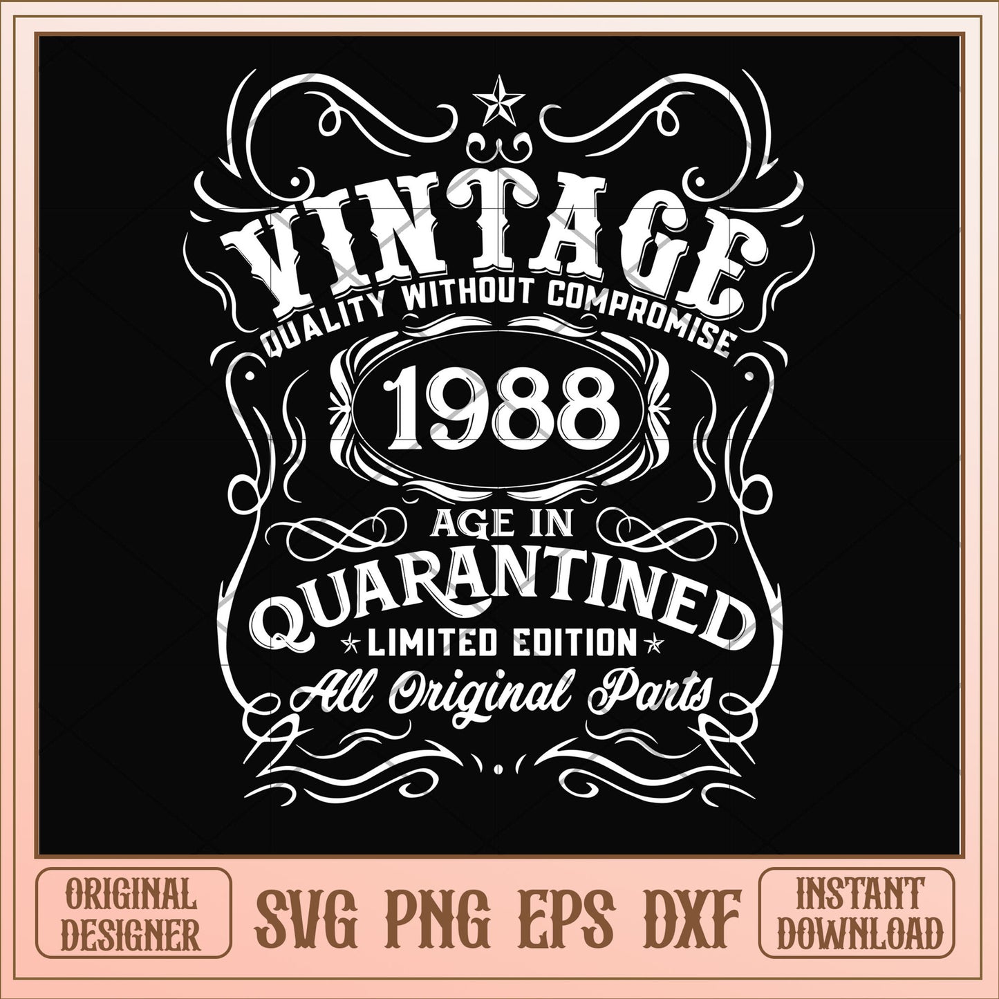 Vintage 1988 age in quarantined svg, vintage svg, birthday svg
