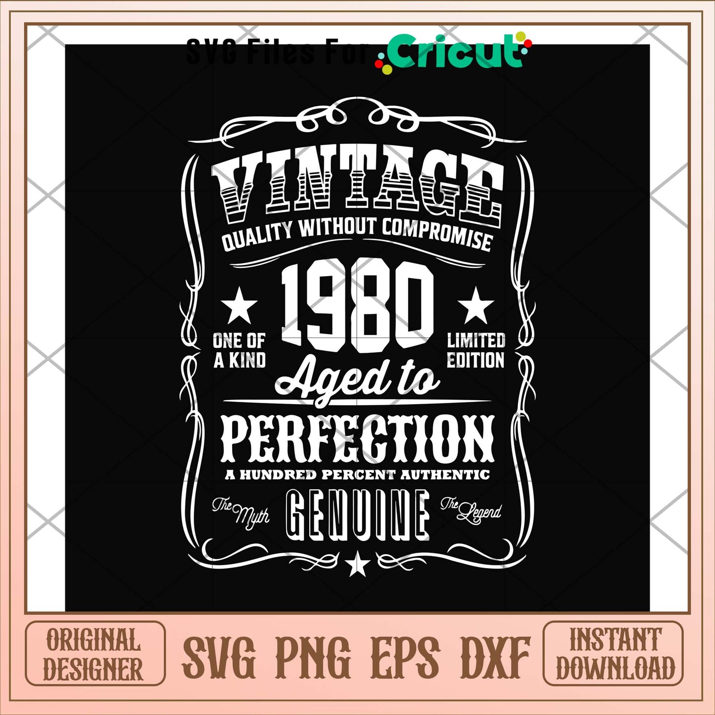 Vintage quality without compromise 1980 svg, vintage svg, funny svg