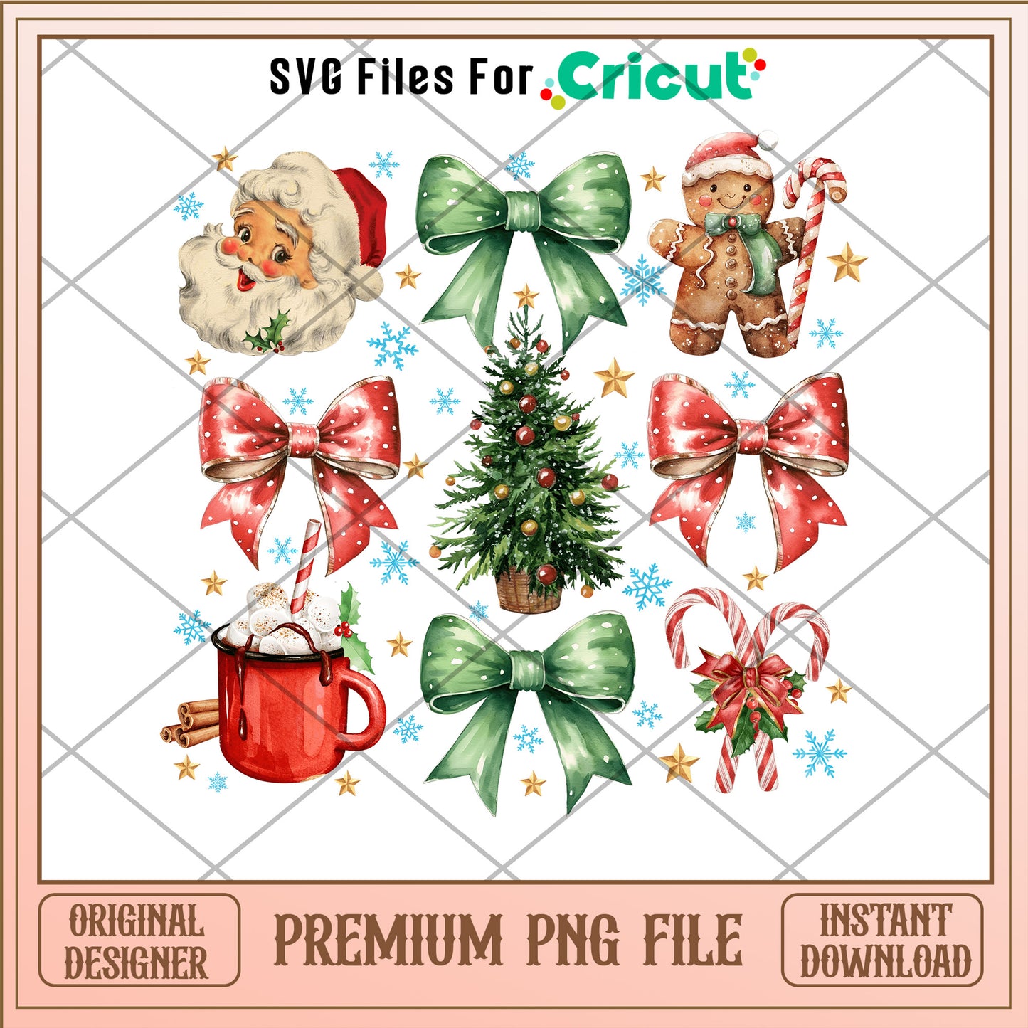 Vintage christmas bow png, santa claus png, merry christmas png