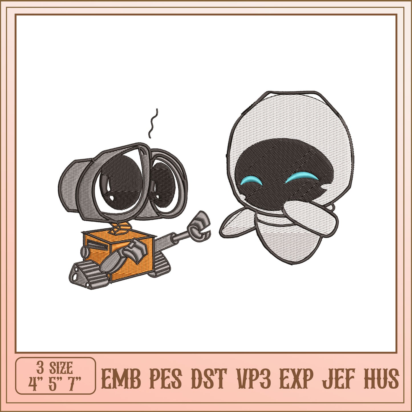 WALL E & EVE Embroidery Design
