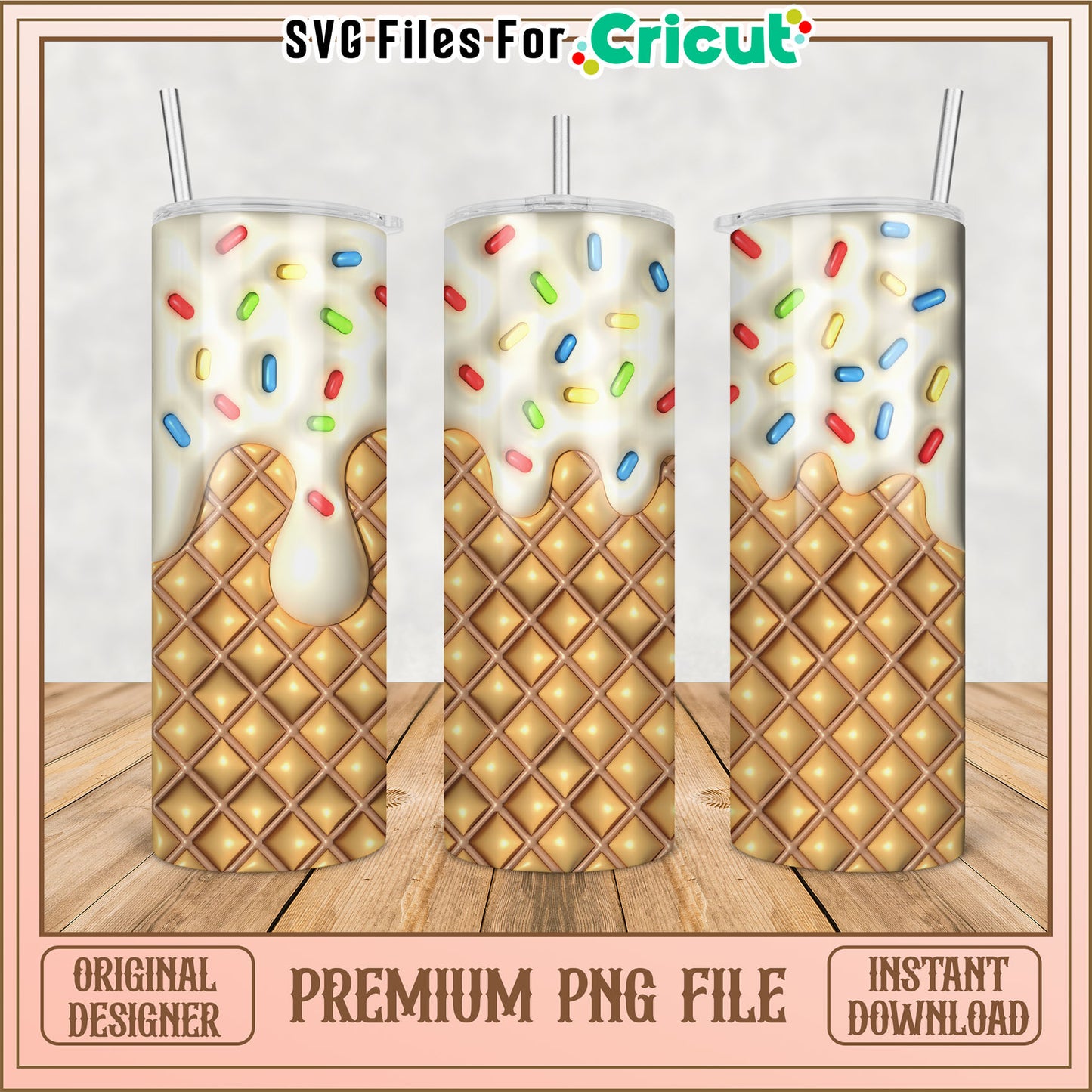Waffle Cone Tumbler PNG Design