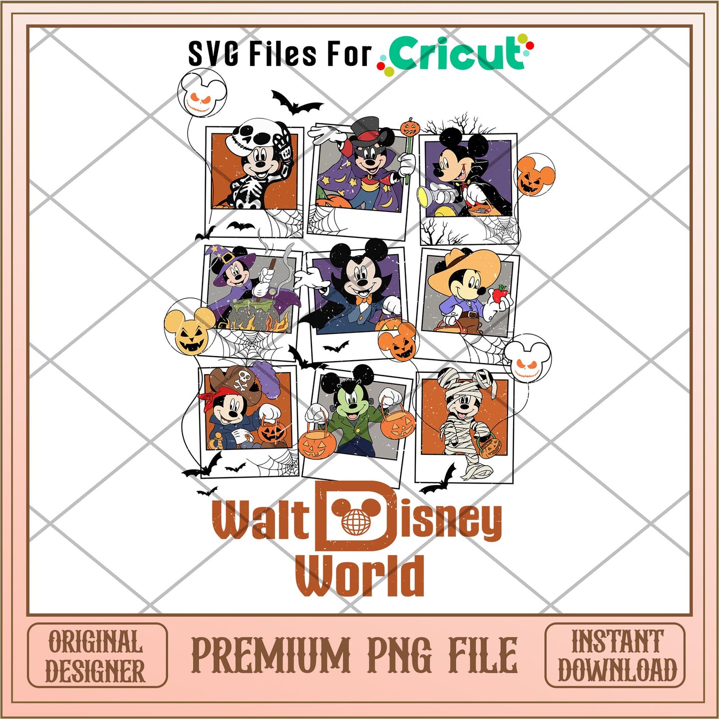 Walt Disney World Halloween Pumpkin Mickey Mouse png, Disney characters png, Digital Download