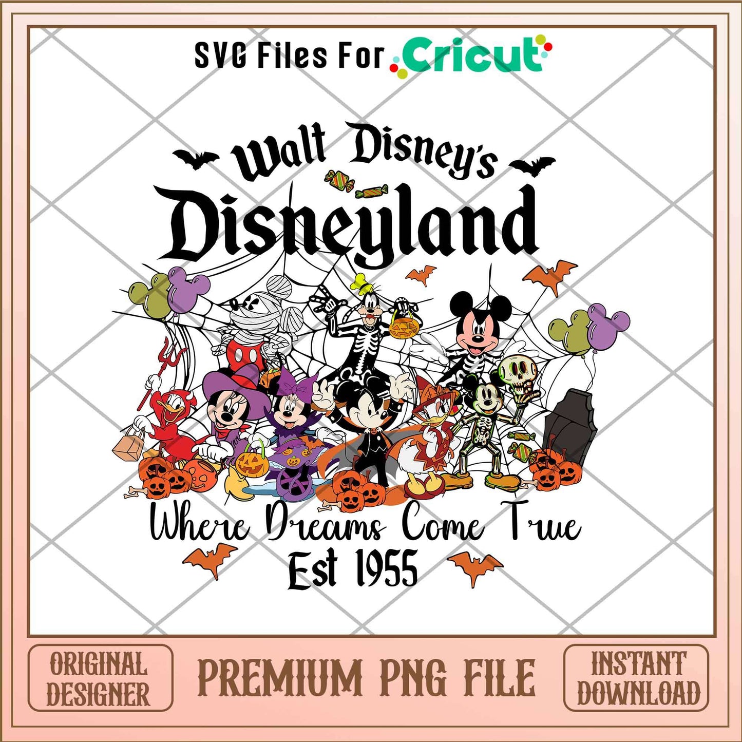 Walt Disney's Disneyland Where Dreams Come True Est 1955 png, Disney characters png, Digital Download