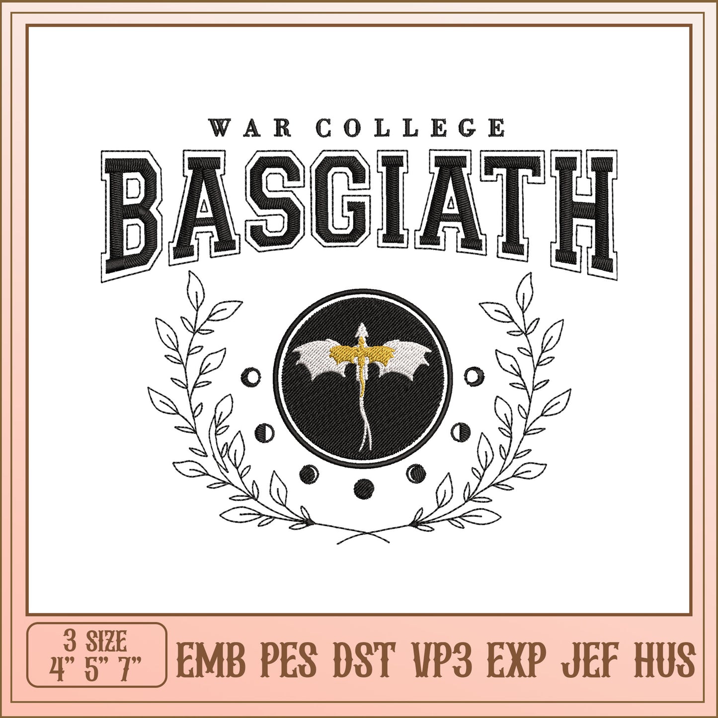 War College Basgiath Embroidery Design for All Machines Sizes