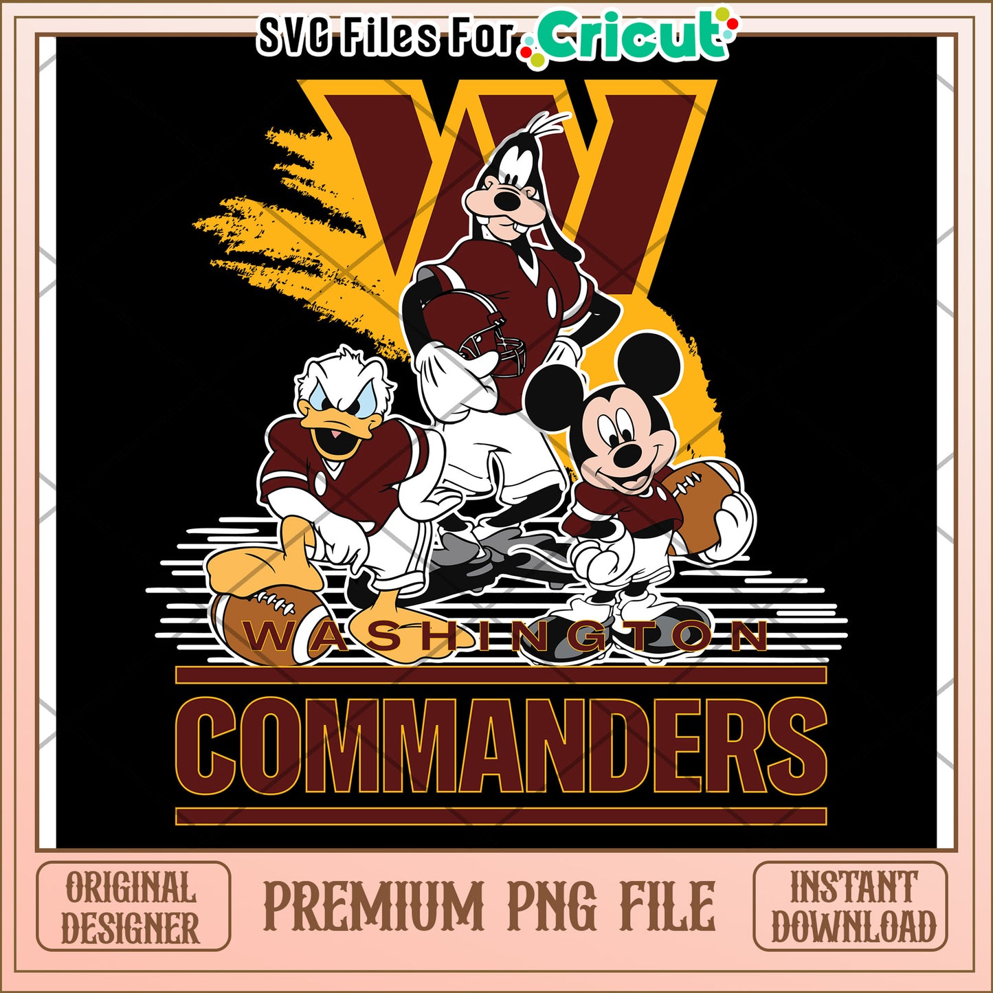 Washington Commanders Disney Characters PNG Design, Instant Download