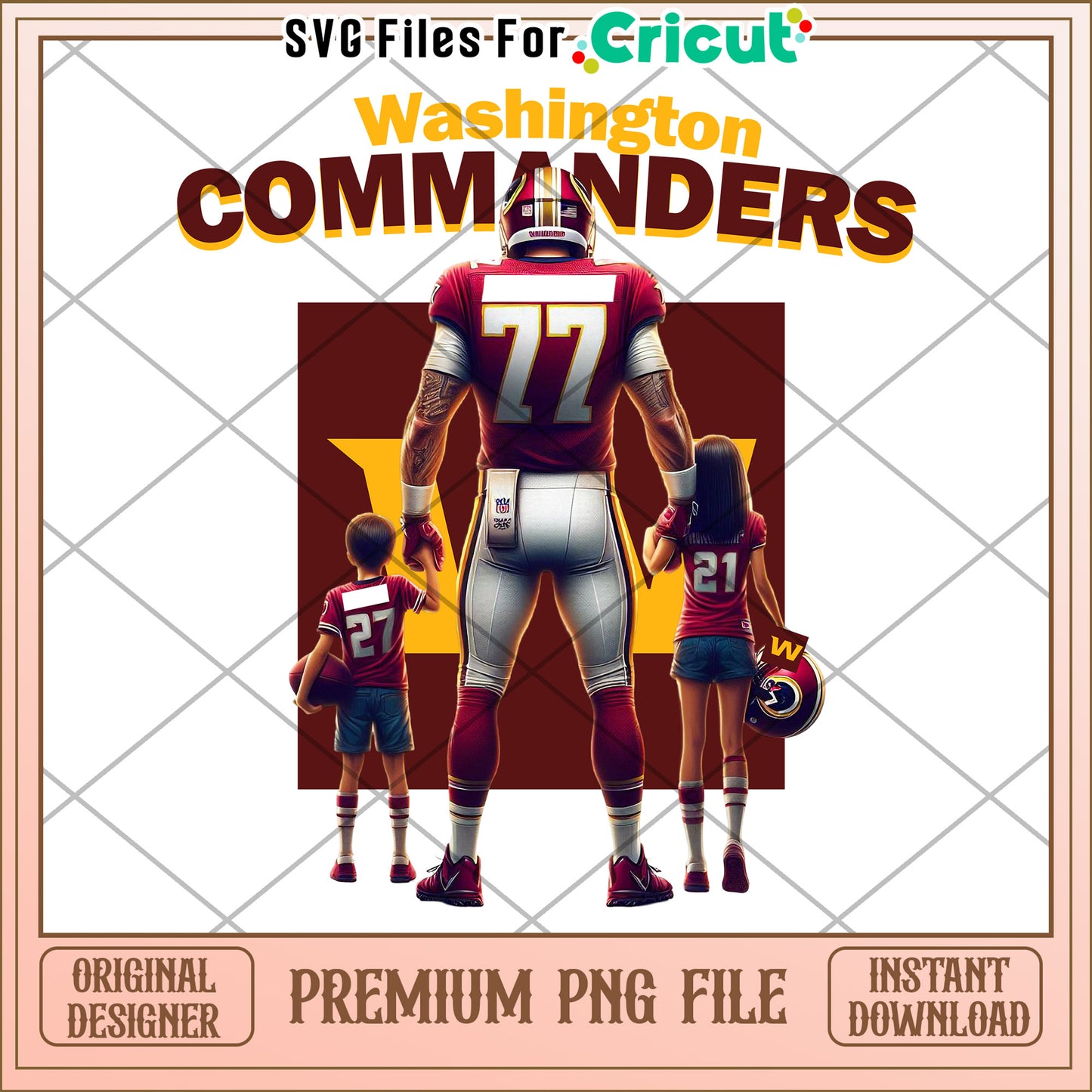 Washington Commanders Family Design, download premium PNG file