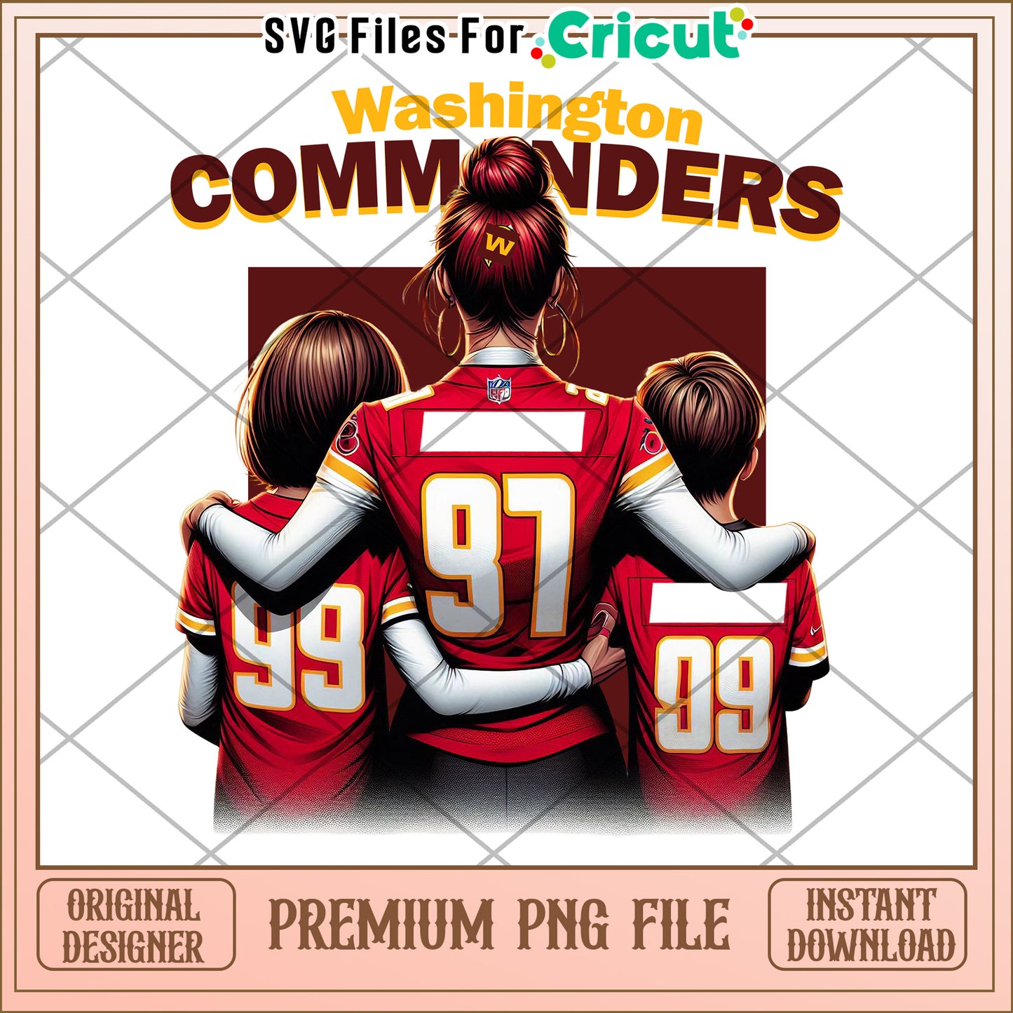 Washington Commanders Family Graphic, Premium PNG for Cricut