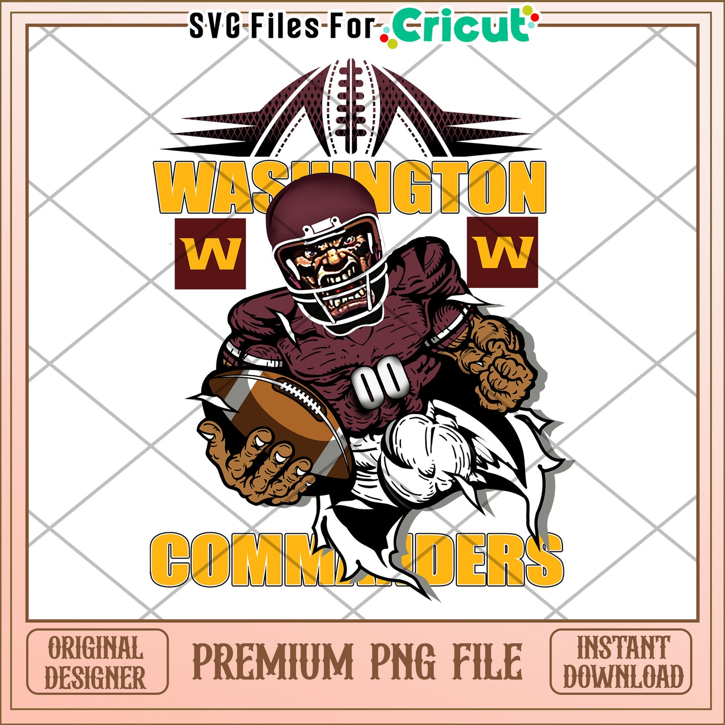 Washington Commanders Football Graphic, premium PNG file download