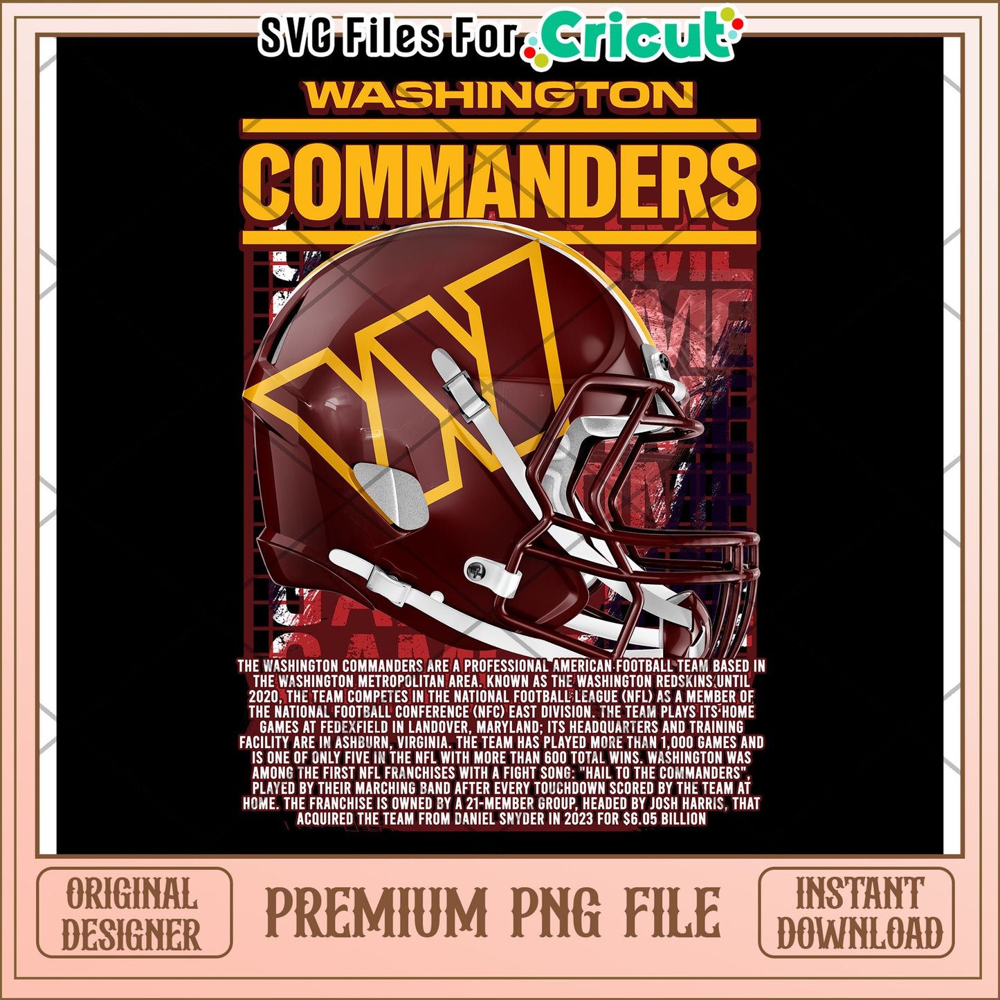 Washington Commanders PNG File for Cricut, Premium Instant Download