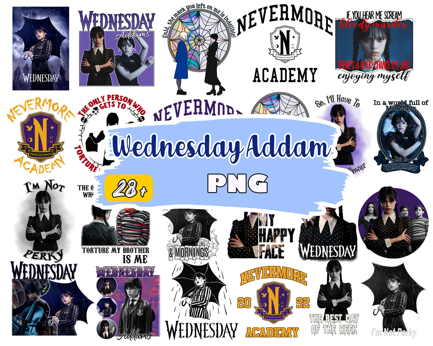 Wednesday addams design bundle png, wednesday addams clipart png