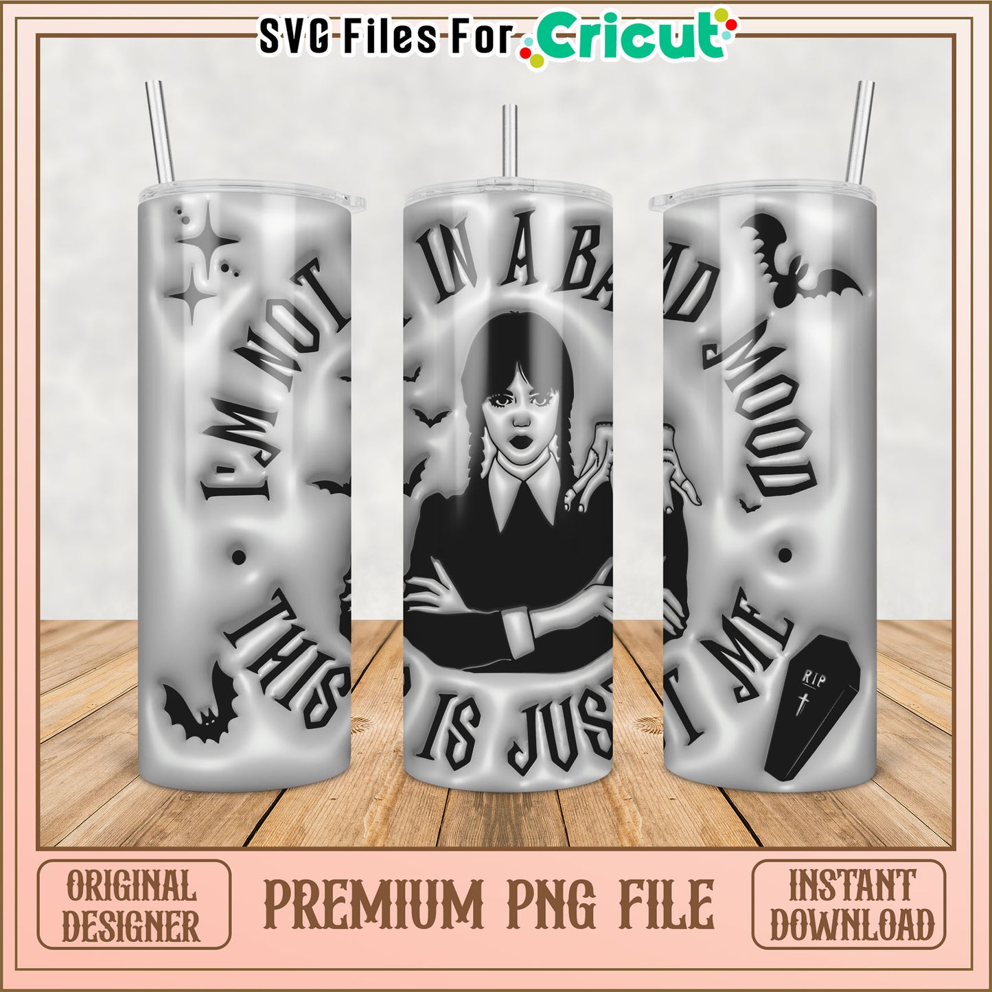 Wednesday Addams Tumbler PNG Design