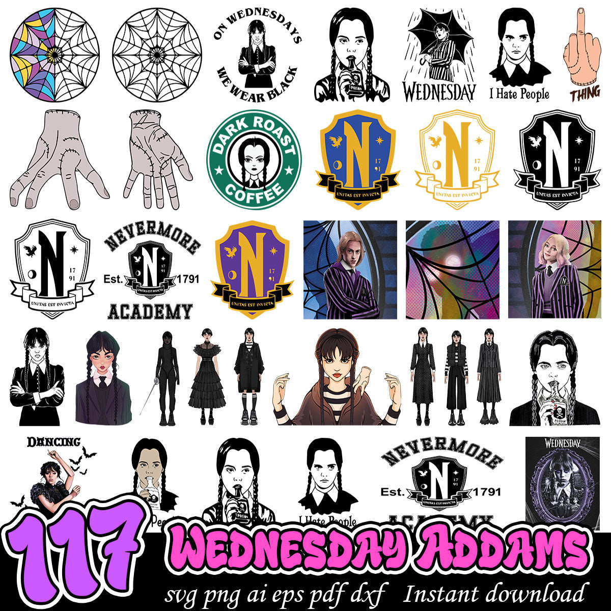 Wednesday Addams Svg bundle, Wednesday Addams series bundle