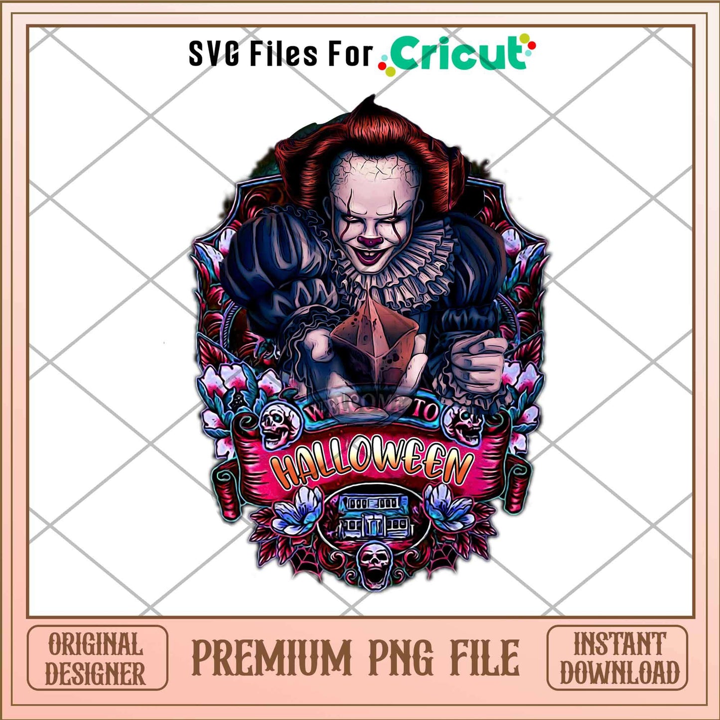 Welcome To Halloween Pennywise png, Horror characters png, Digital Download