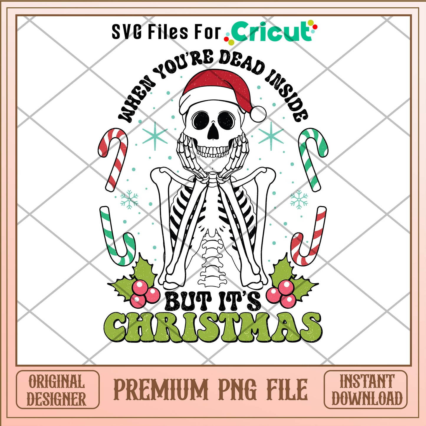 When you're dead inside but its christmas png, skeleton santa hat png
