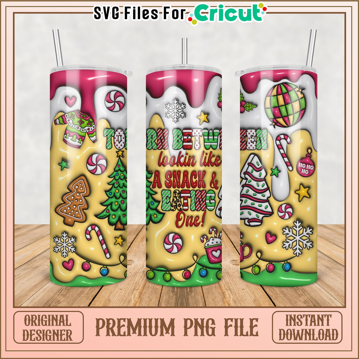 Whimsical Christmas Tumbler PNG Design for Craft Projects