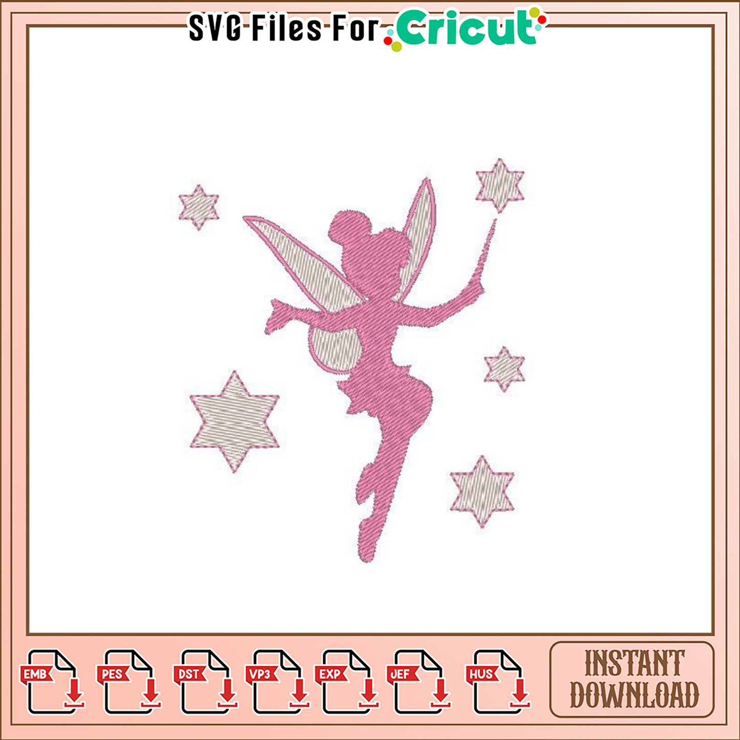 Whimsical Fairy Embroidery Design for Instant Download