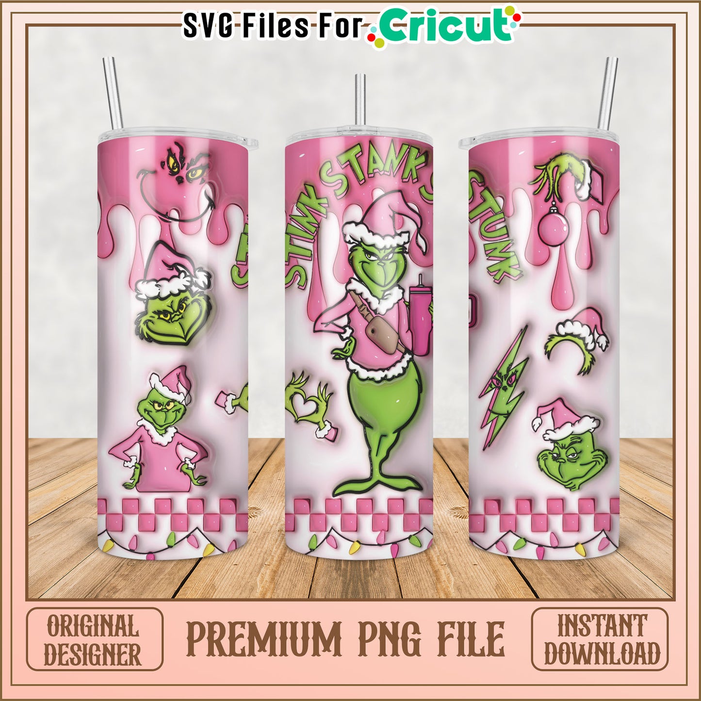 Whimsical Grinch Tumbler PNG Design for Holiday Drink Lovers