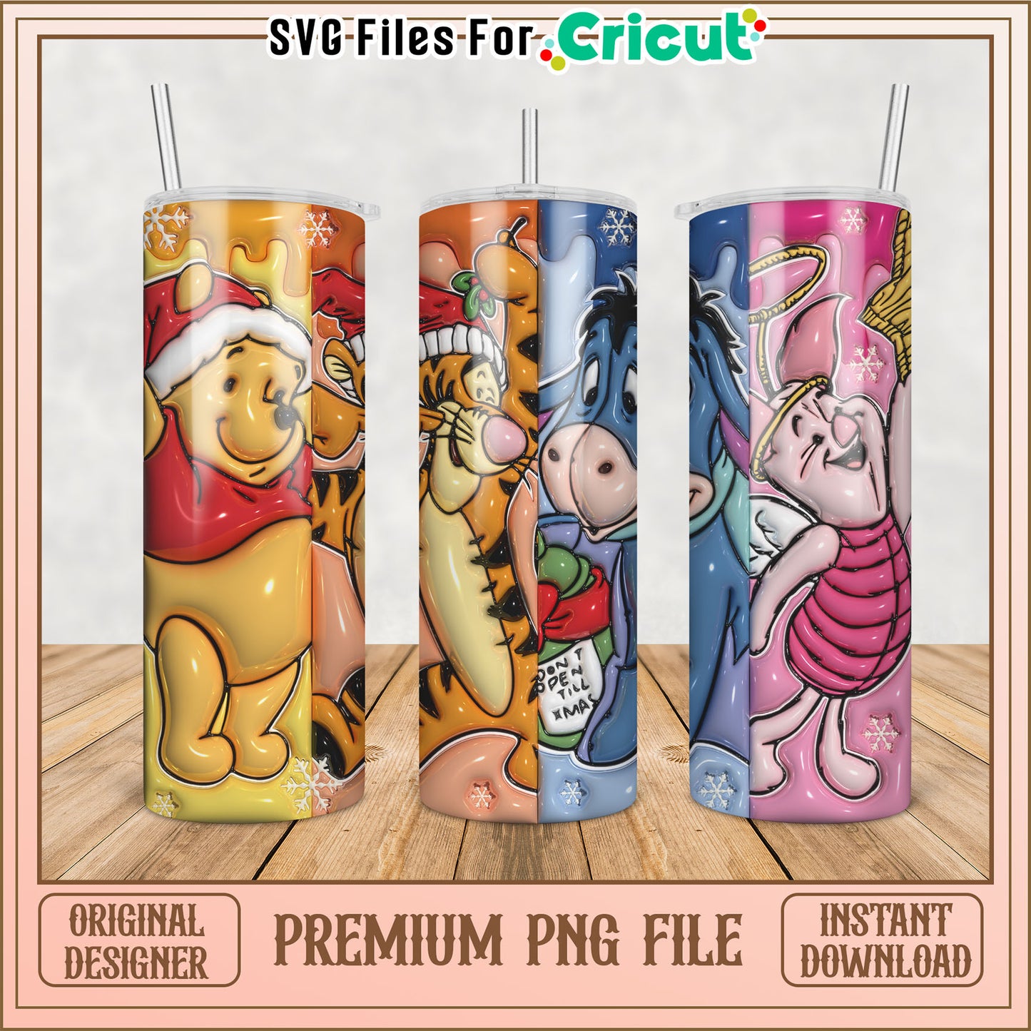 Whimsical Tumbler PNG Design with Classic Cartoon Characters Download