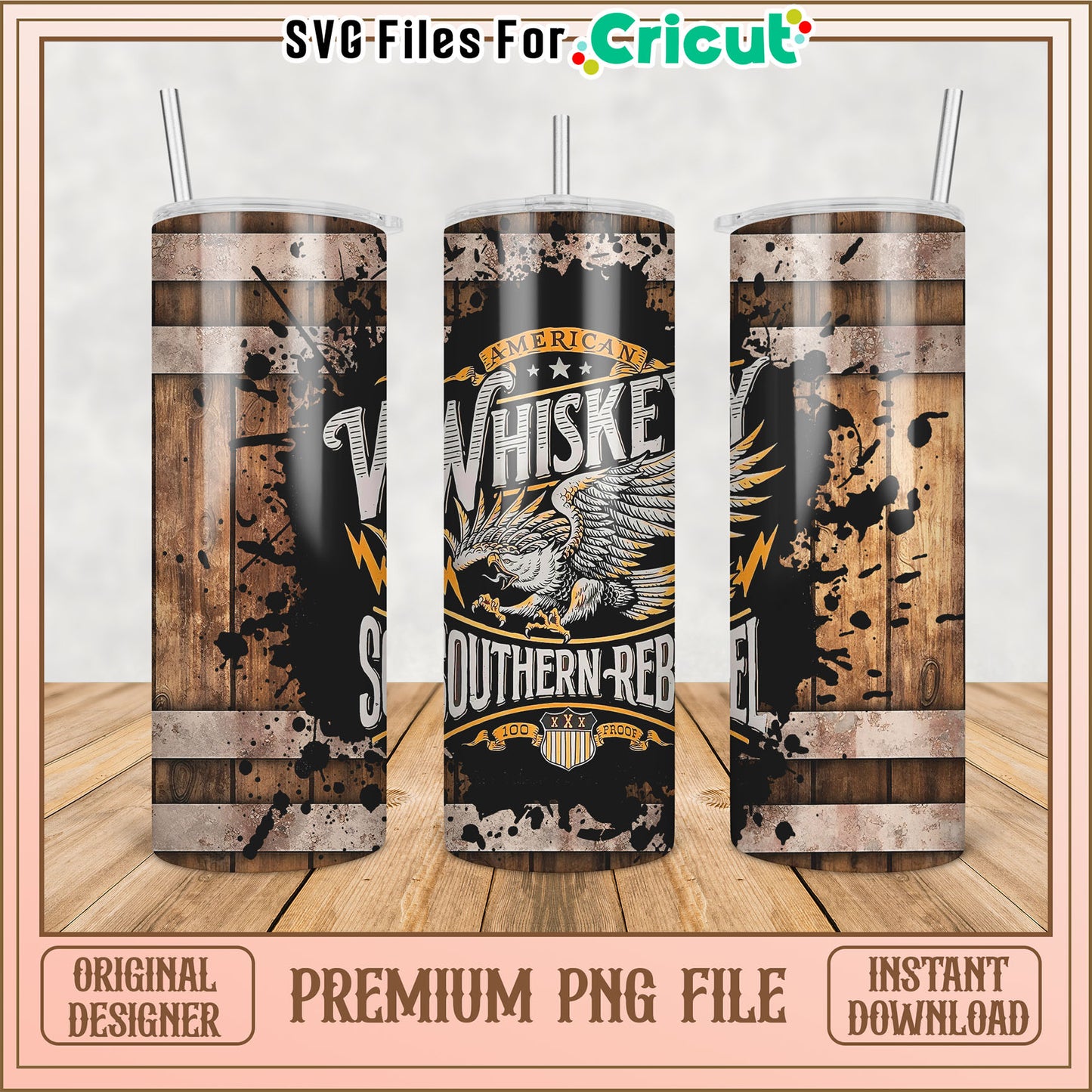 Whiskey Barrel Tumbler PNG Design