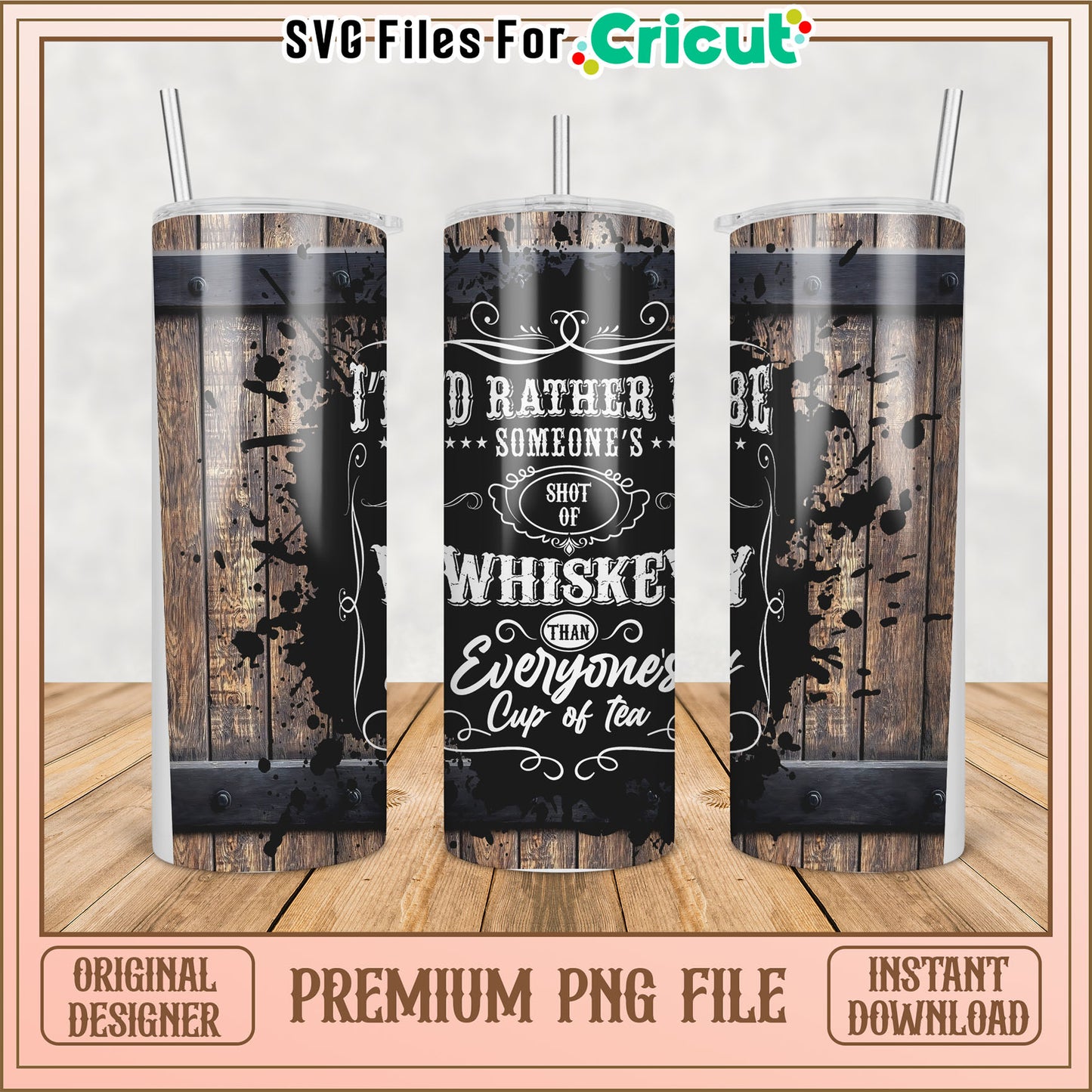 Whiskey Tumbler PNG Design Instant Download