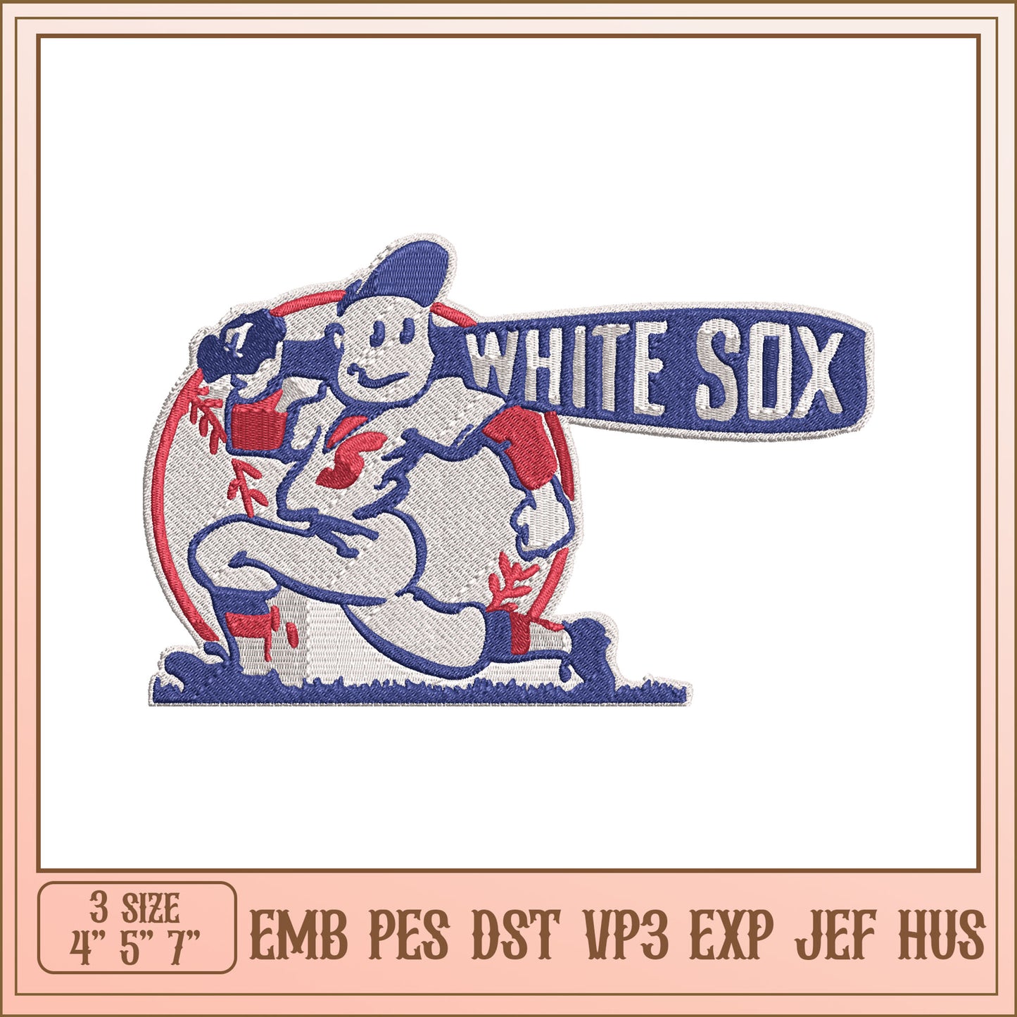 White Sox Embroidery Design 3 Sizes