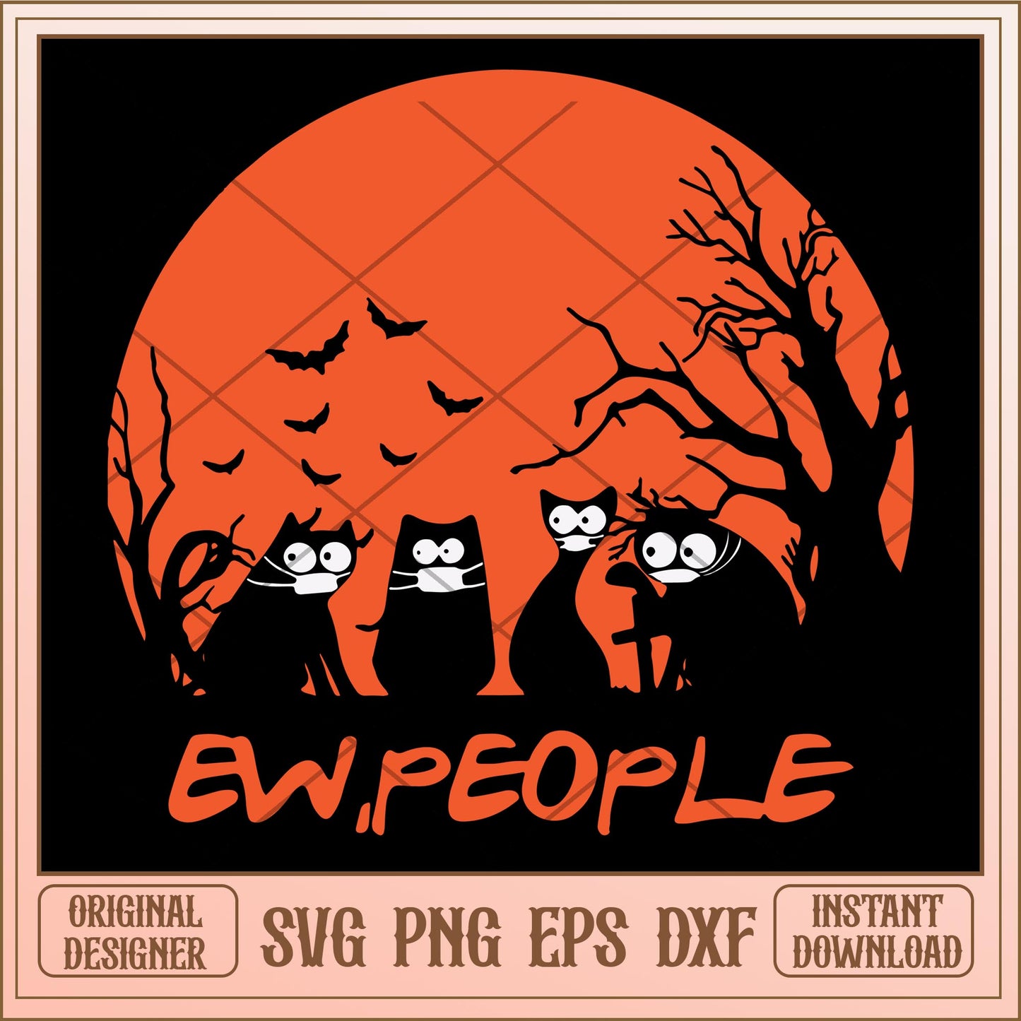 White cat ew people svg, halloween Svg, digital download