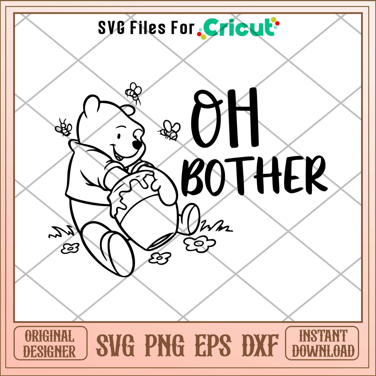 Winnie The Pooh Disney Oh Bother coloring svg, Winnie the pooh character svg, Digital Download