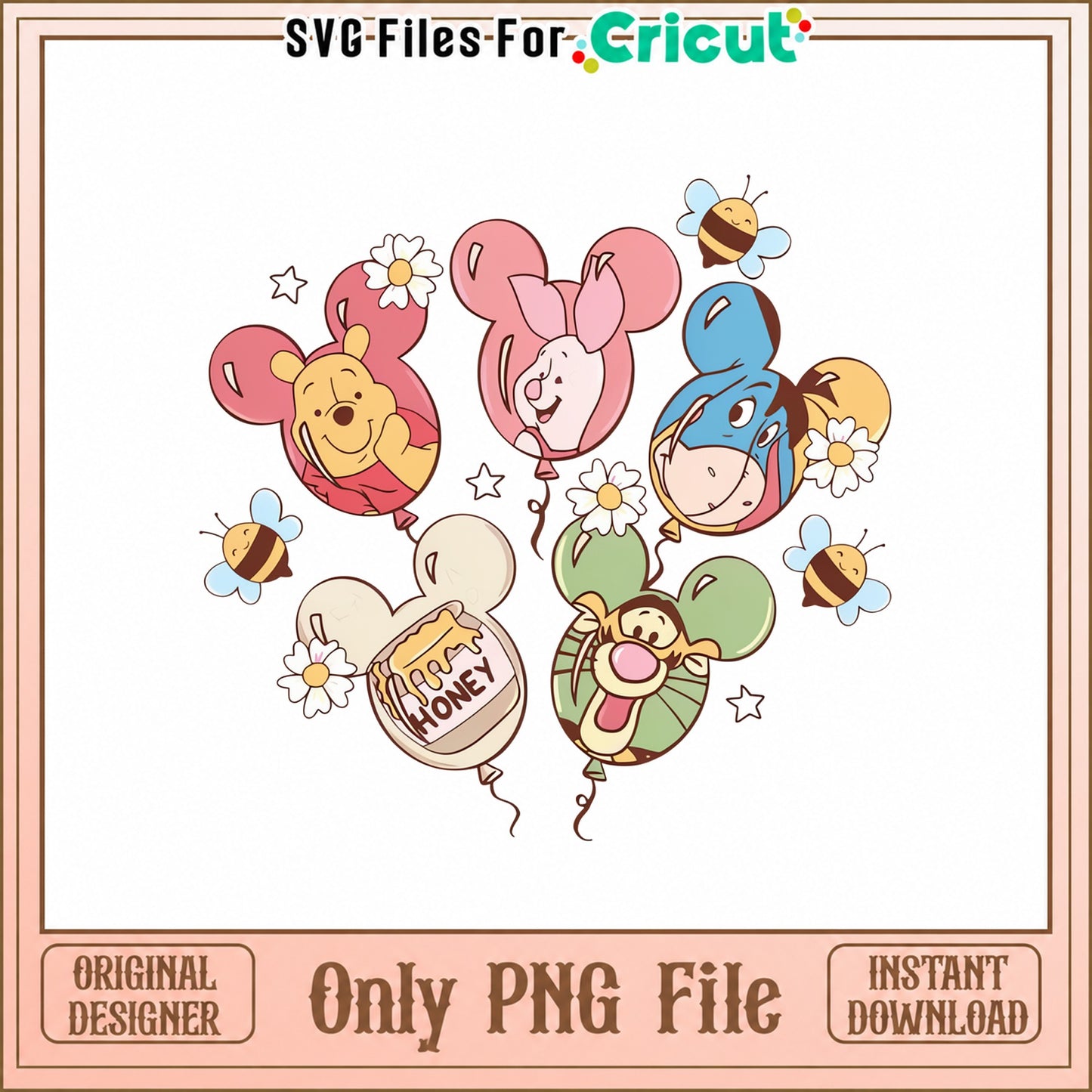 Winnie The Pooh Balloon Bundle, Disney Character PNG, Cricut PNG