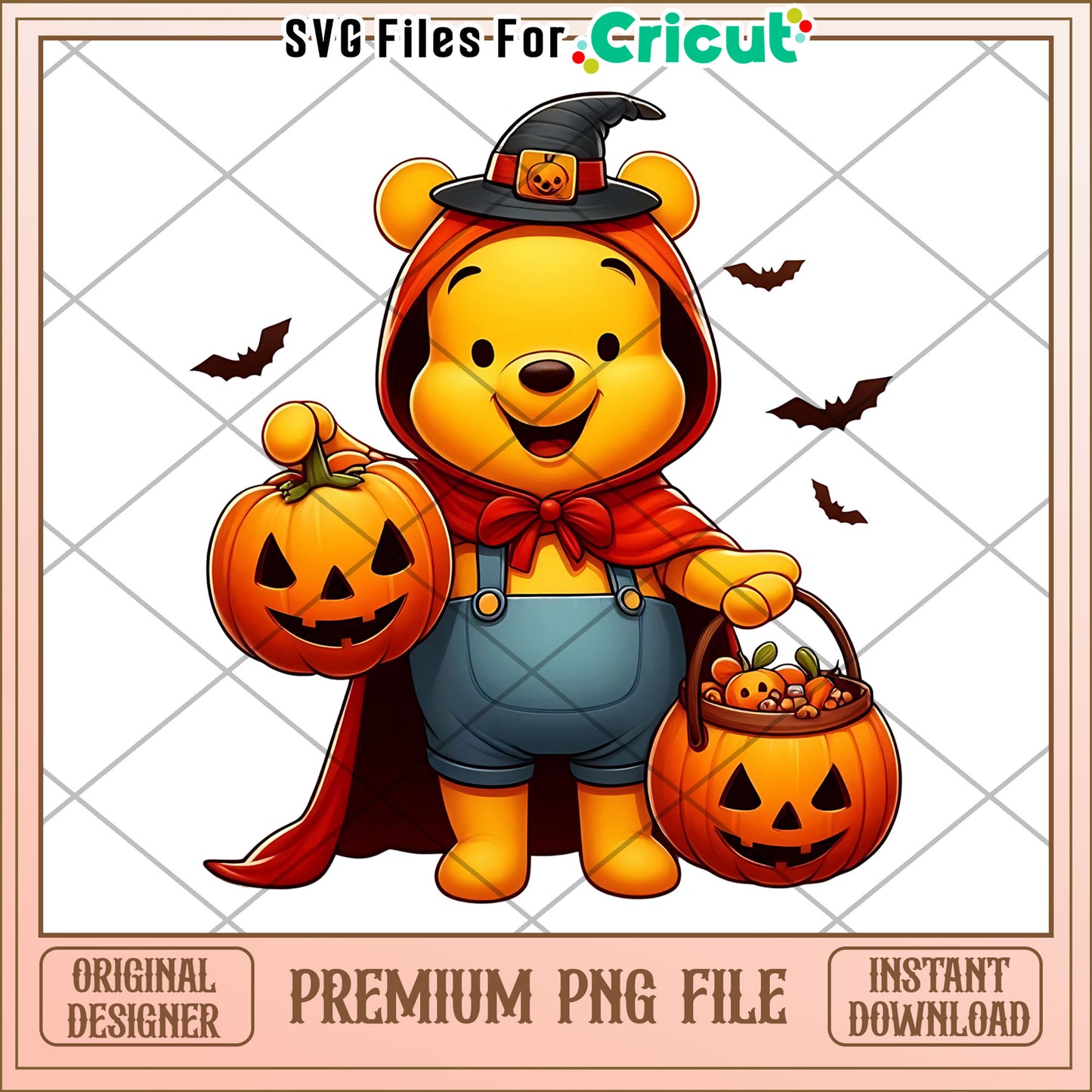 Winnie pooh halloween png, halloween characters png, cute halloween design png