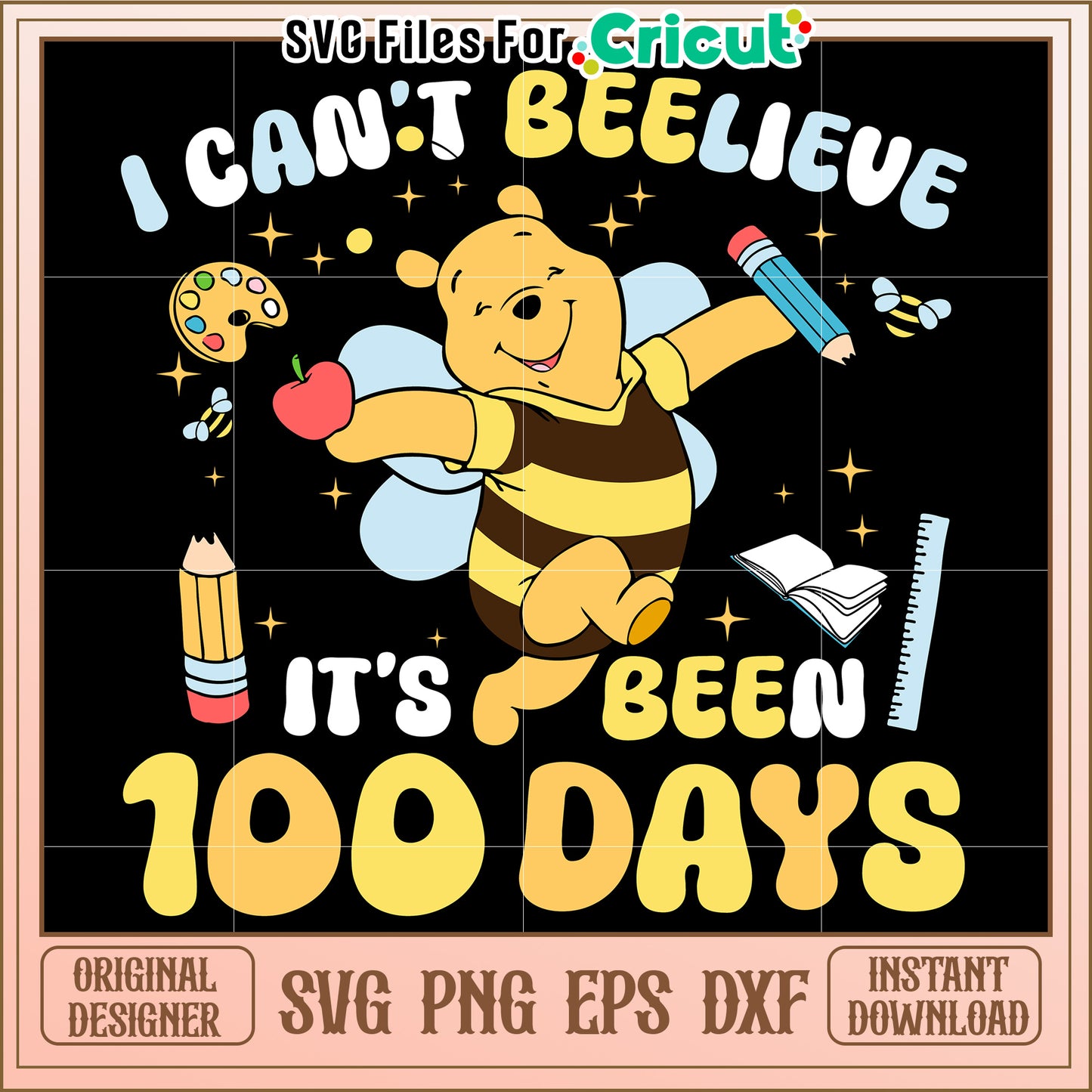 Winnie the Pooh 100 Days SVG Design
