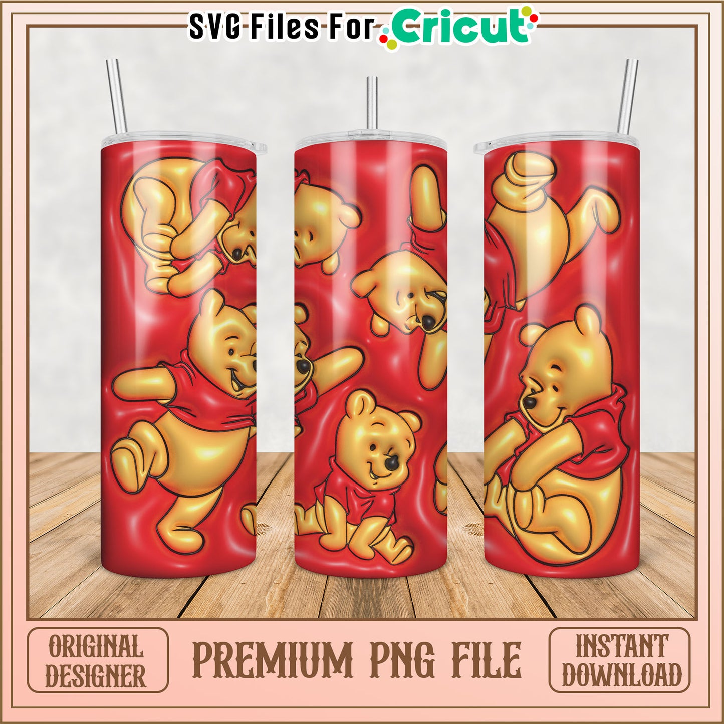 Winnie the Pooh 20oz Skinny Tumbler PNG