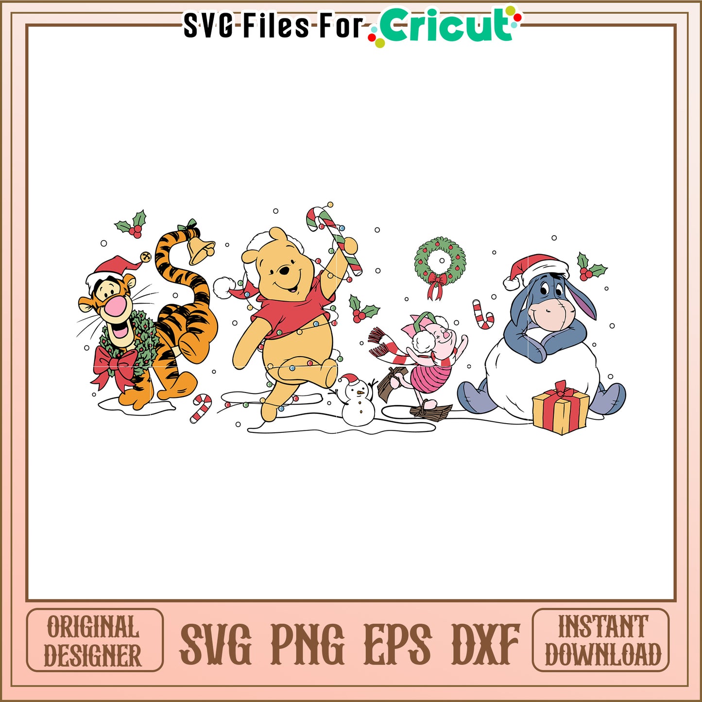Winnie the Pooh Christmas SVG PNG EPS DXF
