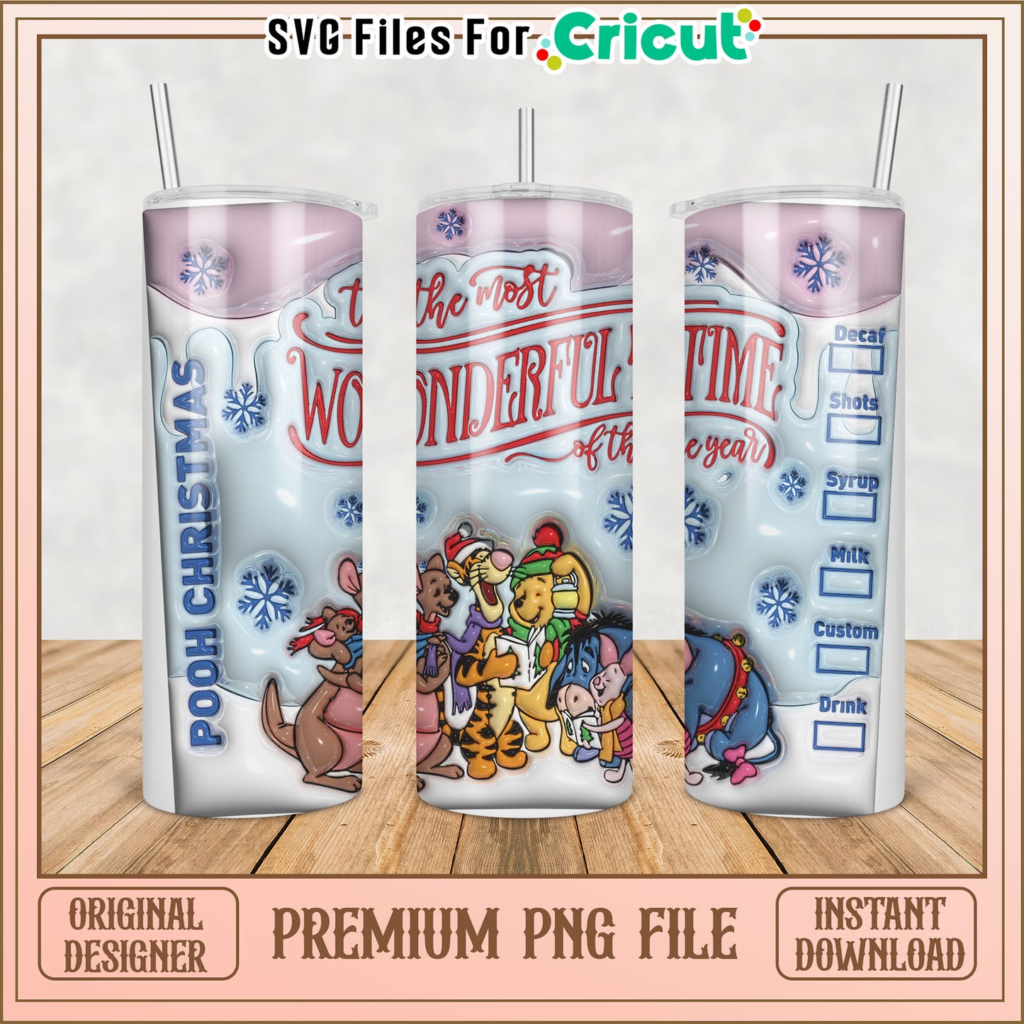 Winnie the Pooh Christmas Tumbler PNG