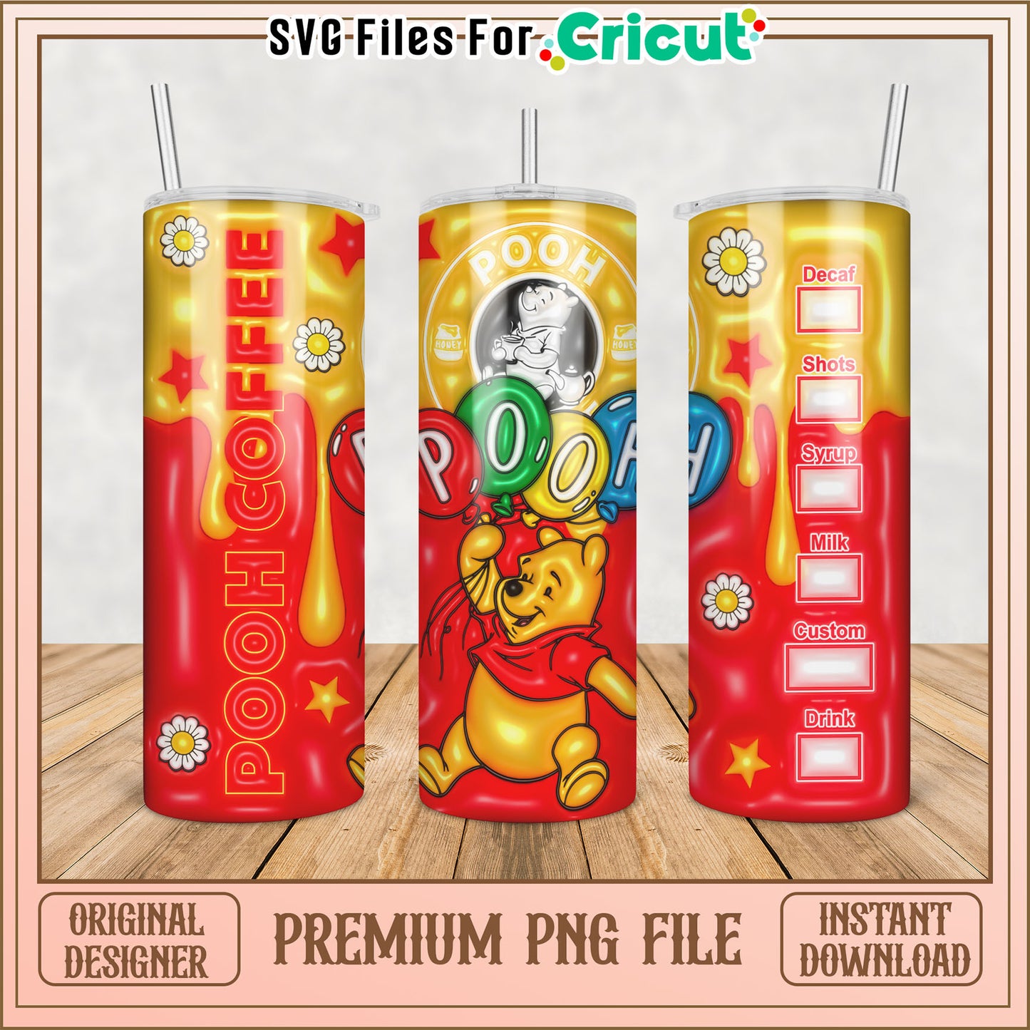 Winnie the Pooh Coffee PNG Sublimation